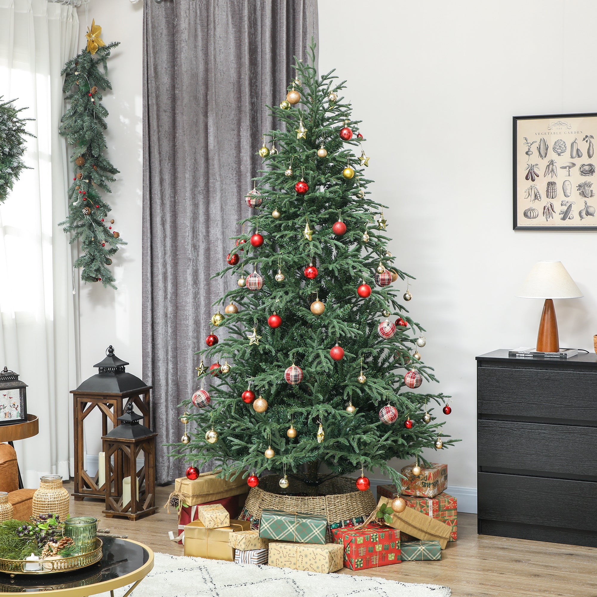 HOMCOM 7 ft Full Spruce Christmas Tree with Realistic Dense Tips, Easy Assembly - Green