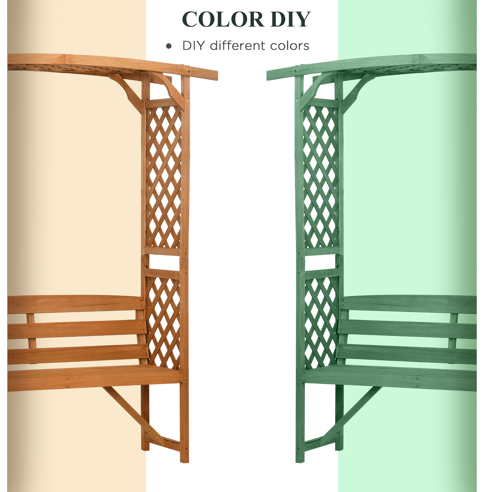 Outsunny Patio Garden Bench, Natural Wooden Garden Arbour with Seat for Vines/Climbing Plants, Natural - North Peak Garden Furniture