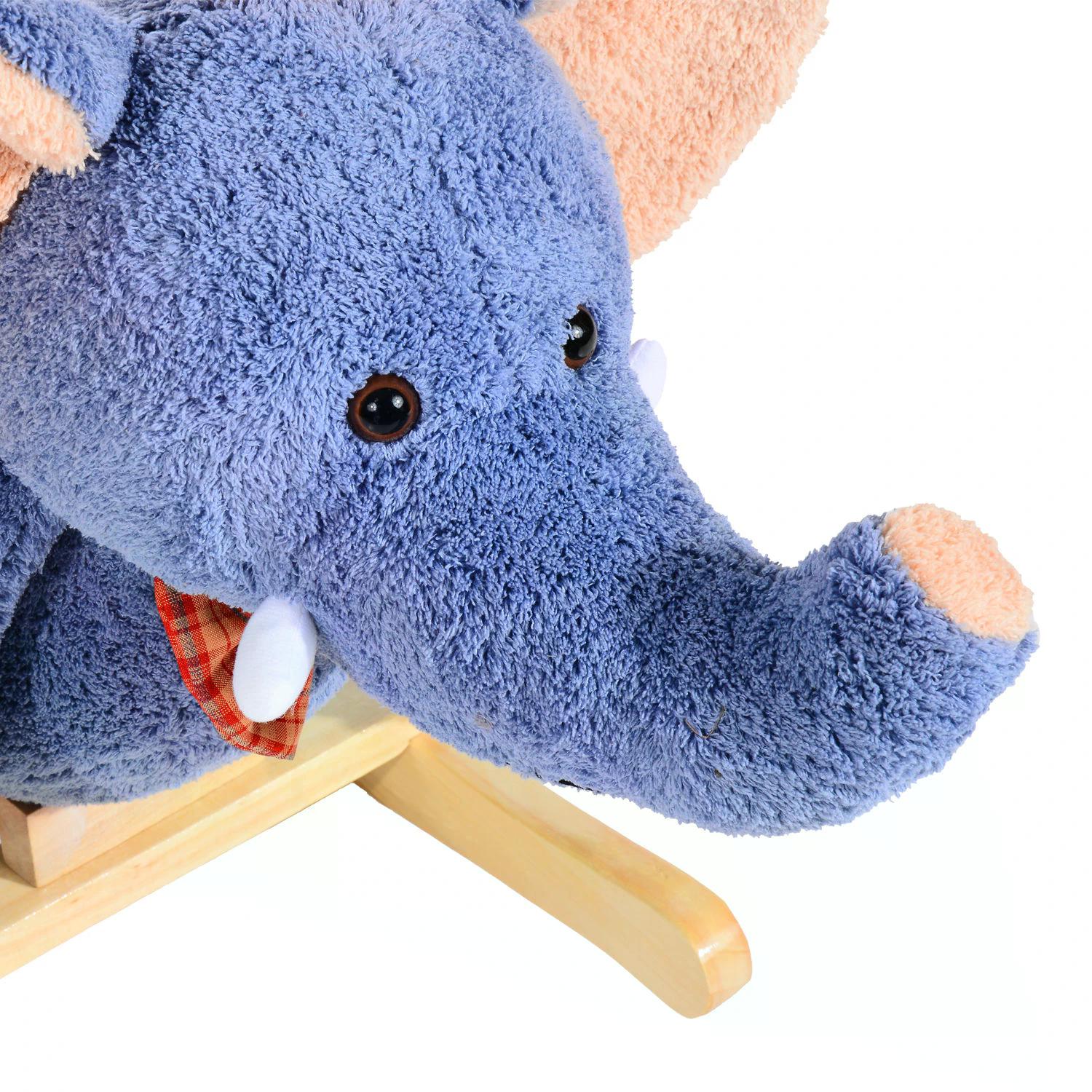 HOMCOM Children Rocking Seat with Sound, Elephant-Blue/Beige - North Peak Garden Furniture
