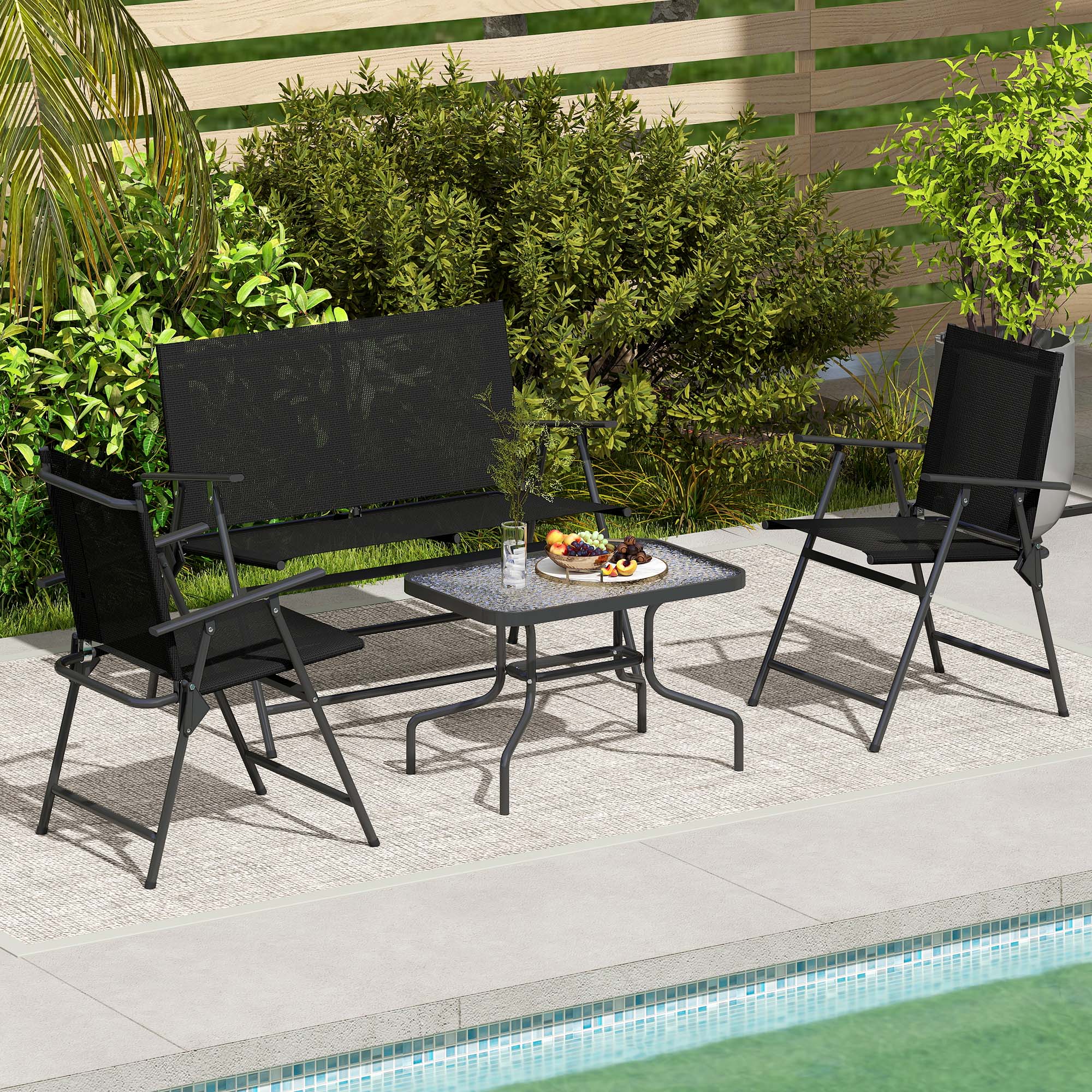 Outsunny 4 Pieces Patio Furniture Set - Black - North Peak Garden Furniture