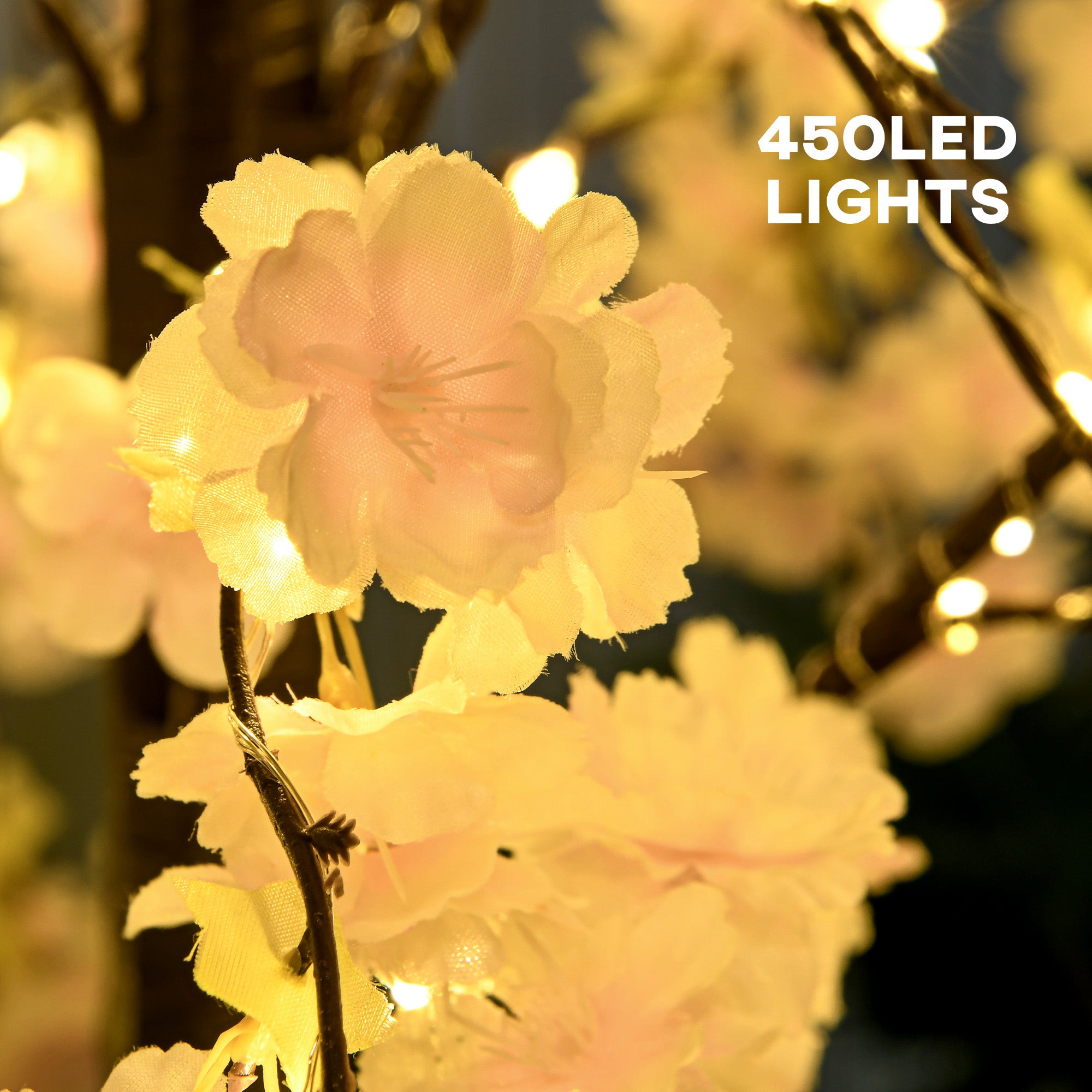 HOMCOM 450 LED Light Decorative Artificial Blossom Tree - Pink - North Peak Garden Furniture