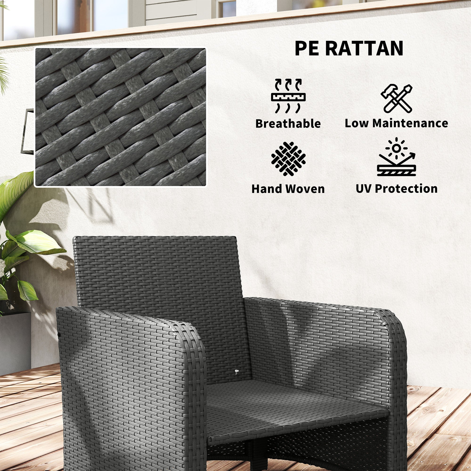 Outsunny Five Piece Rattan Garden Furniture Set with 2-Tier Coffee Table and Ottomans - Cream White - North Peak Garden Furniture