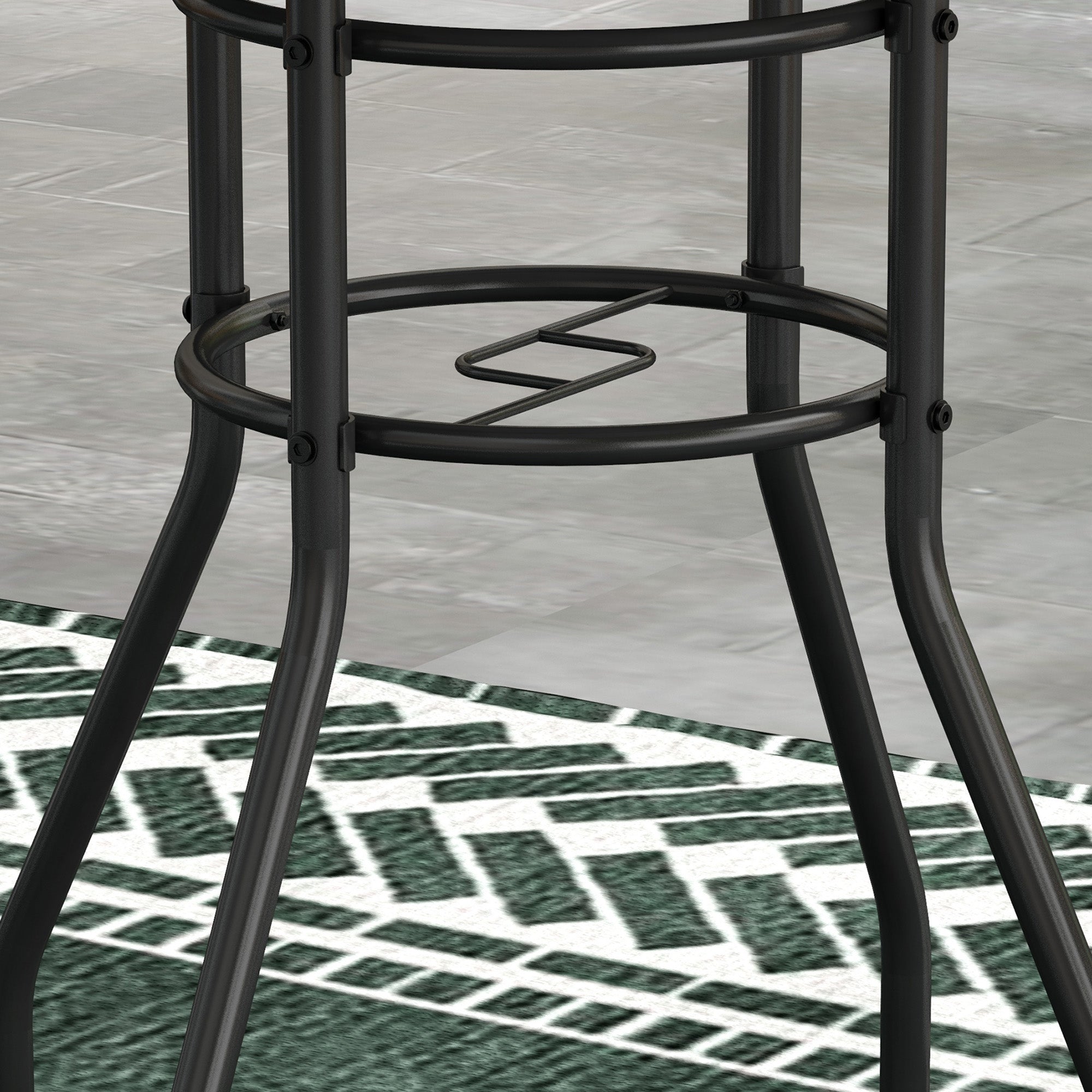 Outsunny Φ60 Garden Table, with Glass Printed Tabletop - Brown - North Peak Garden Furniture