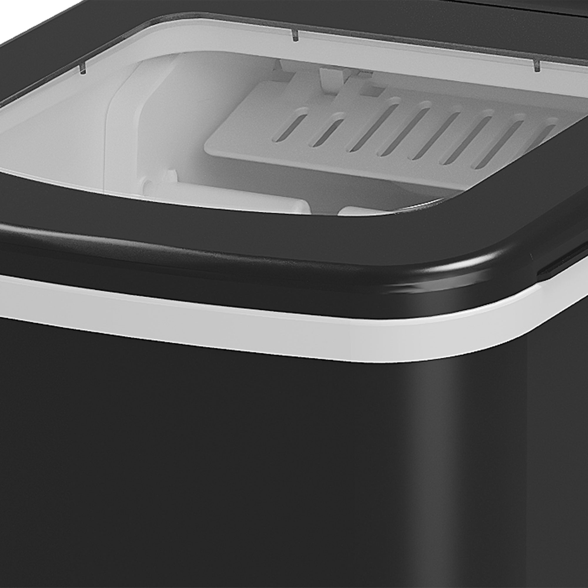 HOMCOM Portable Ice Maker Countertop, Bullet Ice Cube Machine, 9 Ice Cubes per 8 Minutes, Automatic Cleaning, Visible Window Scoop and Basket for Kitchen, Office, Bar, Black - North Peak Garden Furniture
