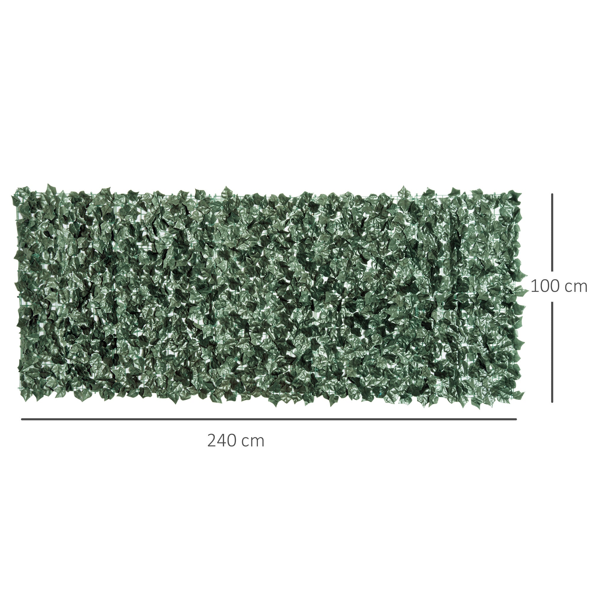 Outsunny 1-Piece Artificial Leaf Hedge Screen Privacy Fence Panel for Garden Outdoor Indoor Decor, Dark Green, 2.4M x 1M - North Peak Garden Furniture