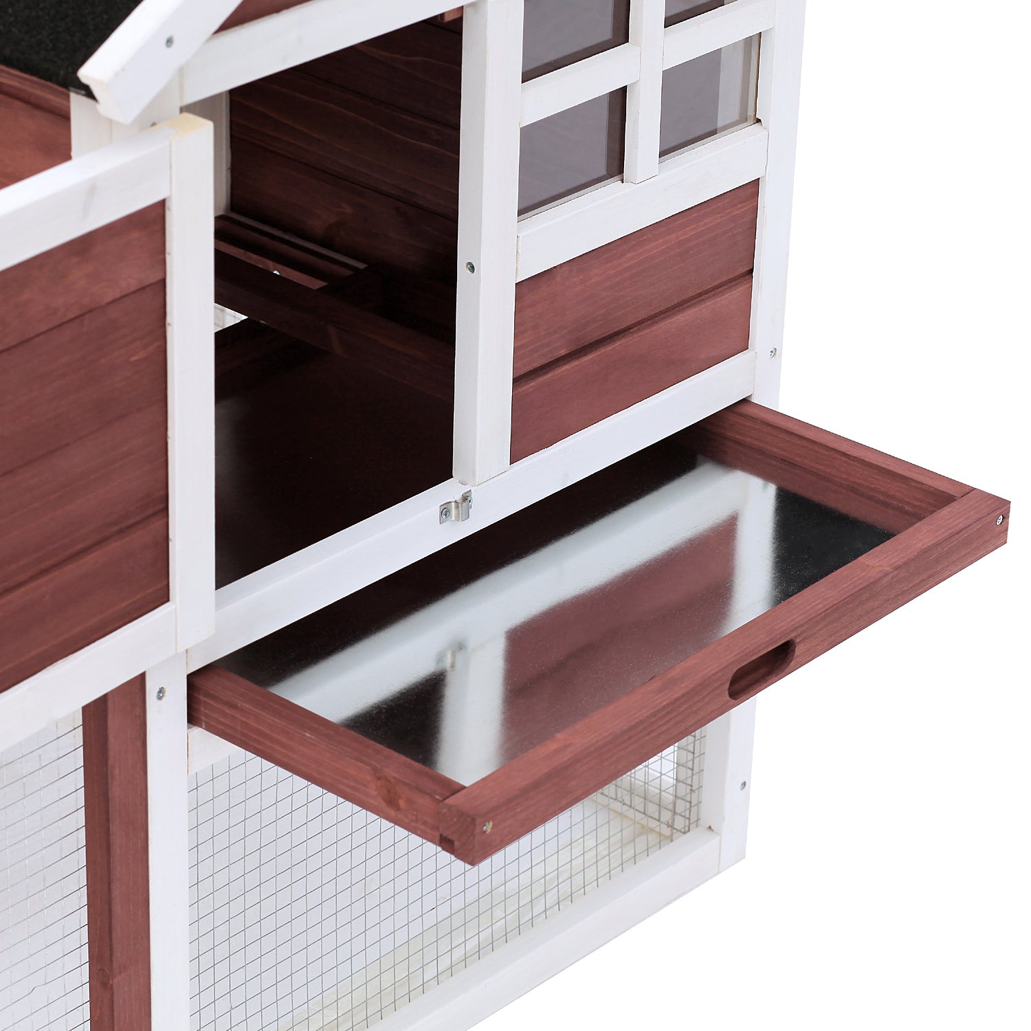 PawHut Rabbit Hutch Outdoor Wooden Guinea Pig Hutch Rabbit Run Bunny Cage Small Animal House Pull-Out Tray, Brown, 122 x 62.6 x 92 cm - North Peak Garden Furniture