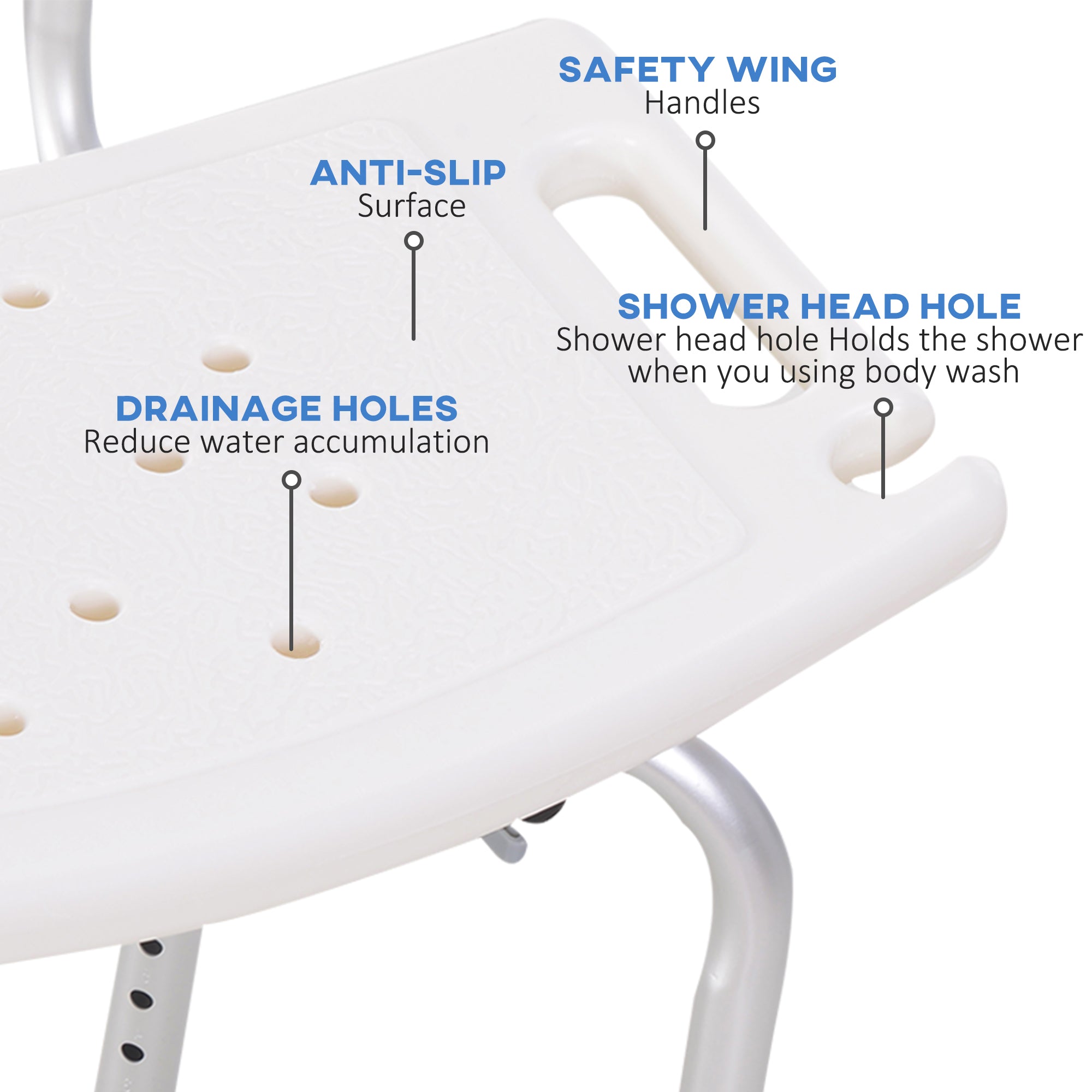 HOMCOM Bath Chair Shower Stool Safety Seat Bathroom Adjustable Positions Elderly Aids - North Peak Garden Furniture