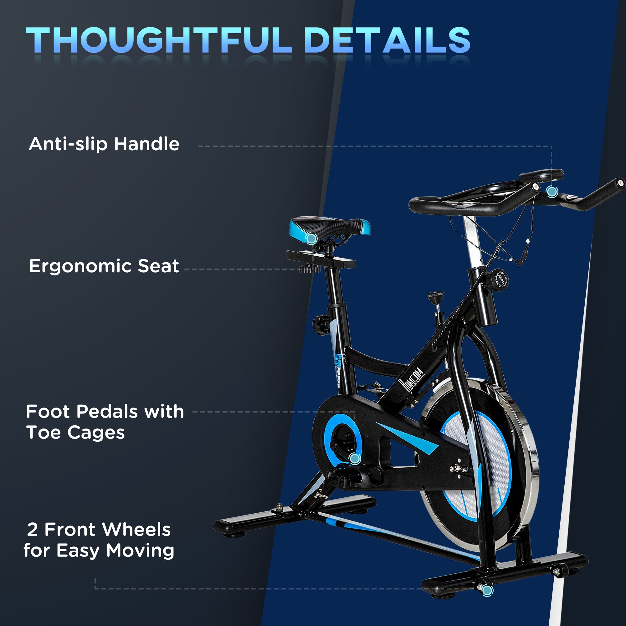 HOMCOM Stationary Exercise Bike, 8kg Flywheel Indoor Cycling Workout Fitness Bike, Adjustable Resistance Cardio Exercise Machine w/ LCD Monitor Pad and Phone Holder for Home, Gym, Office, Black - North Peak Garden Furniture