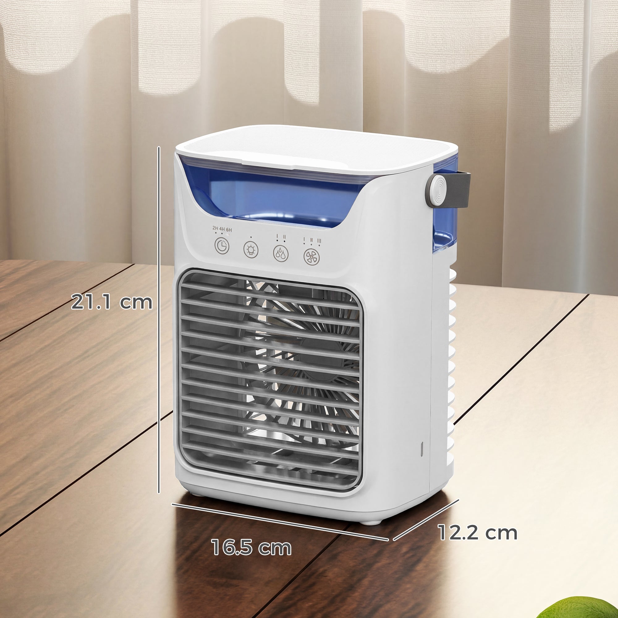 HOMCOM Desk Fan with Adjustable Head, 3-Speed Small Fan with 700ml Water Tank White
