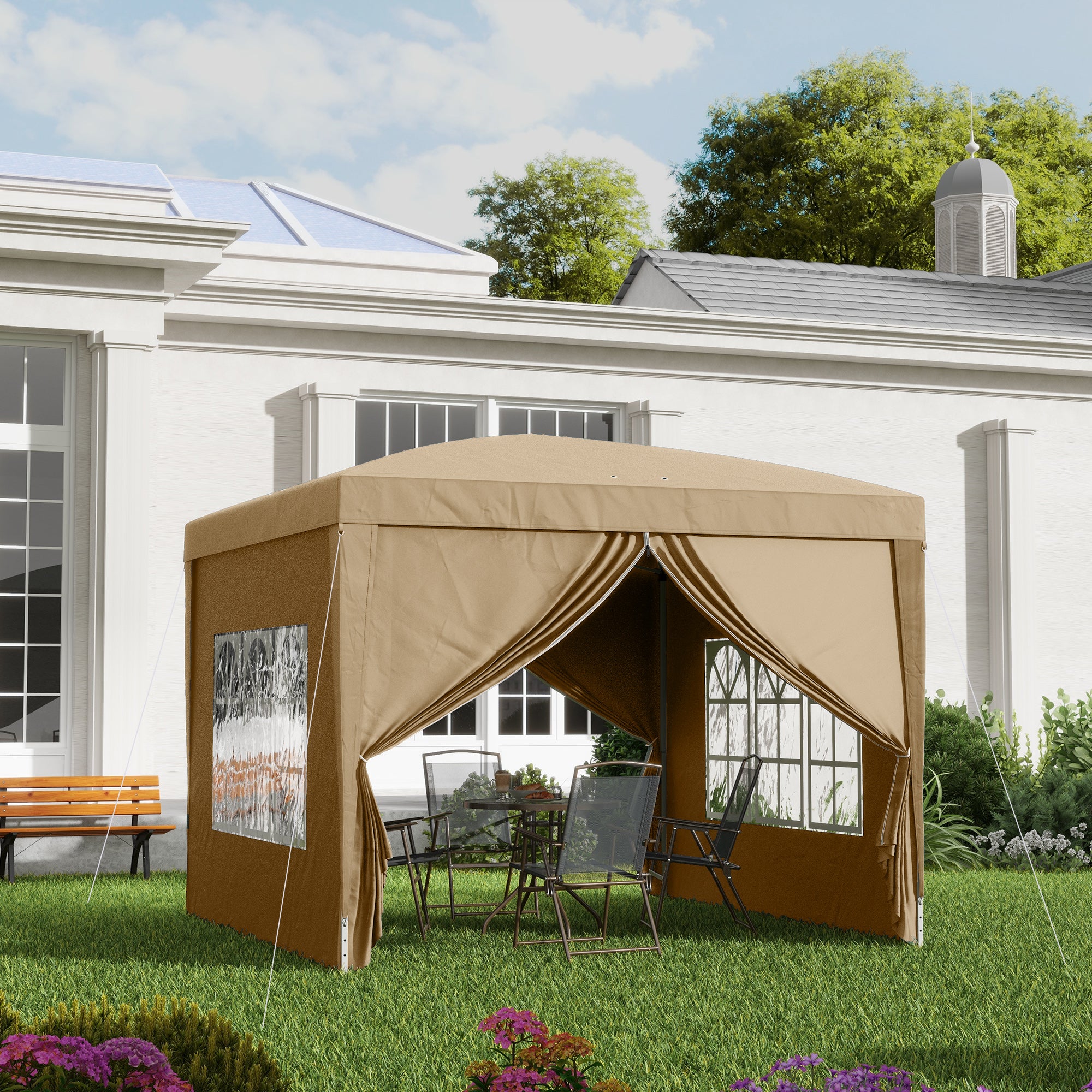 Outsunny 3 x 3(m) Pop Up Gazebo - Khaki - North Peak Garden Furniture