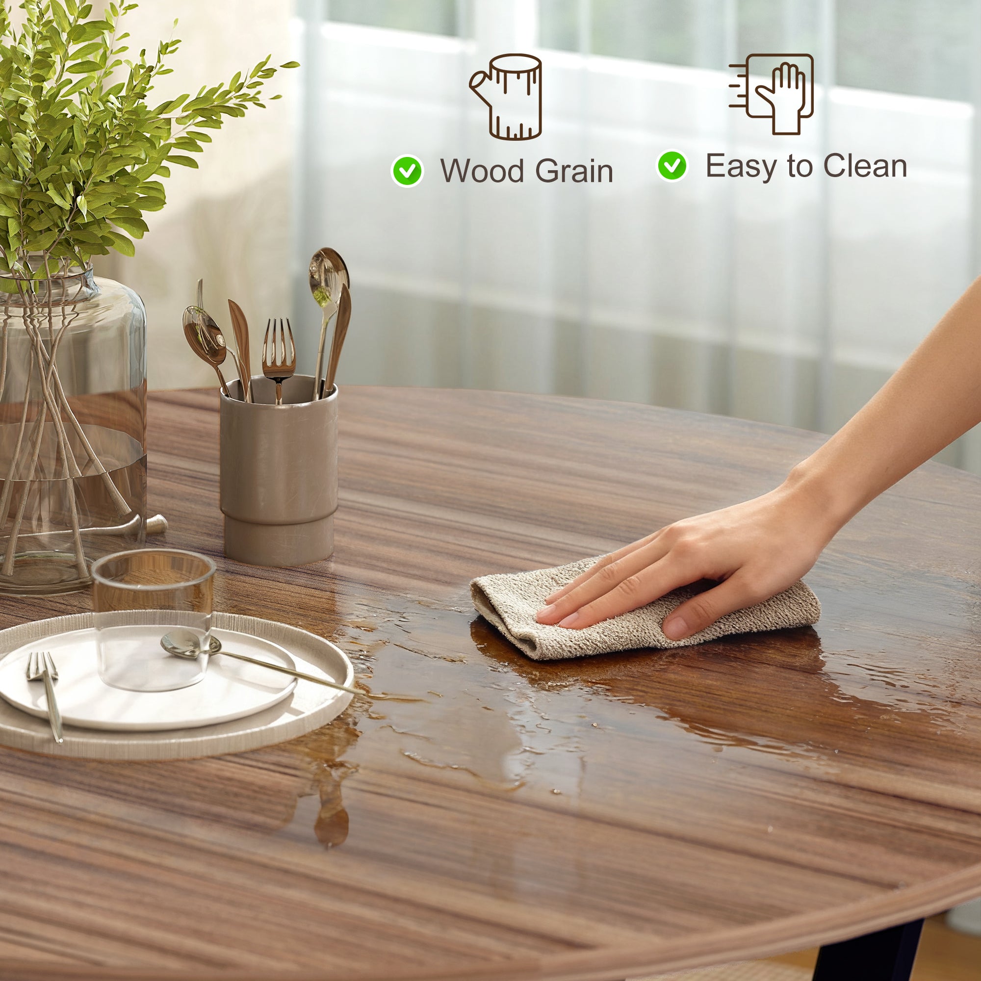 HOMCOM Dining Room Table with Black Legs Anti-slip Foot Pads for Living Room Dining Room 90 x 76 cm Brown