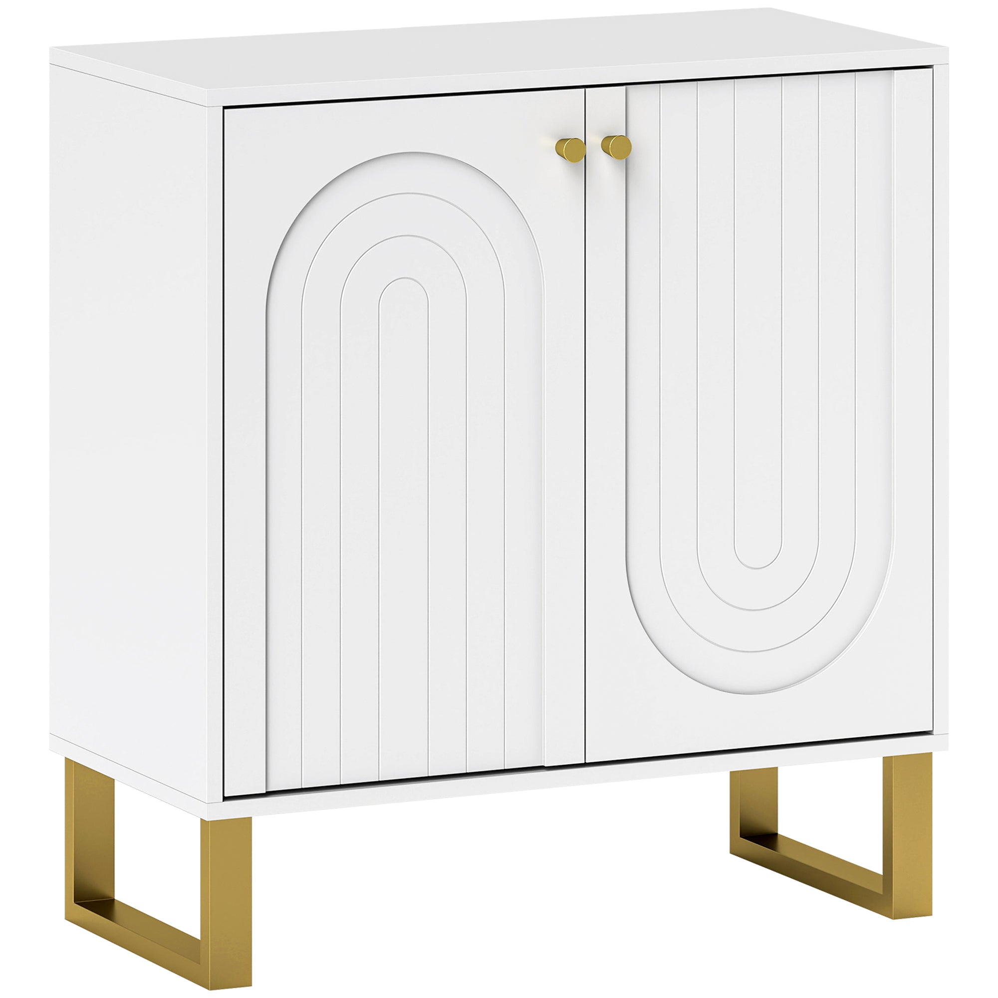 HOMCOM 2-Door Sideboard Storage Cabinet - White - North Peak Garden Furniture