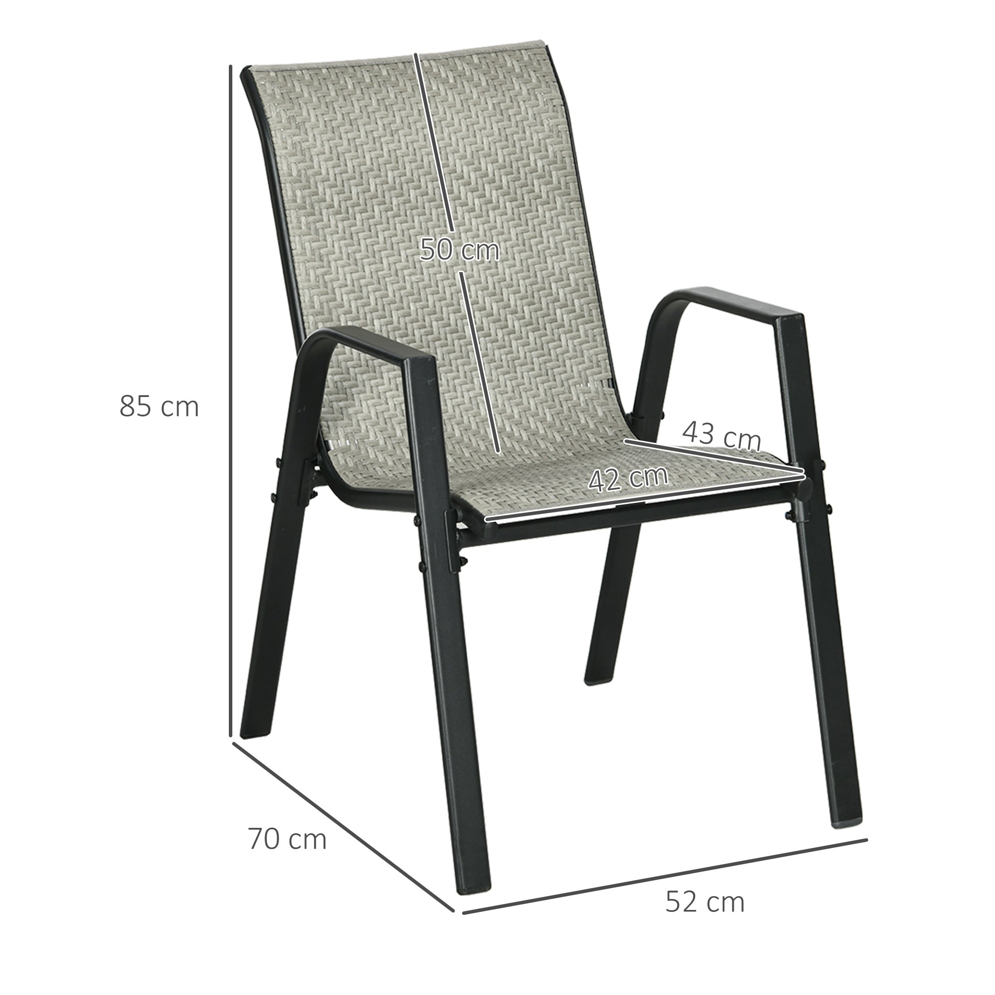 Outsunny Four-Piece Stacking Rattan Garden Seat Set - Mixed Grey - North Peak Garden Furniture