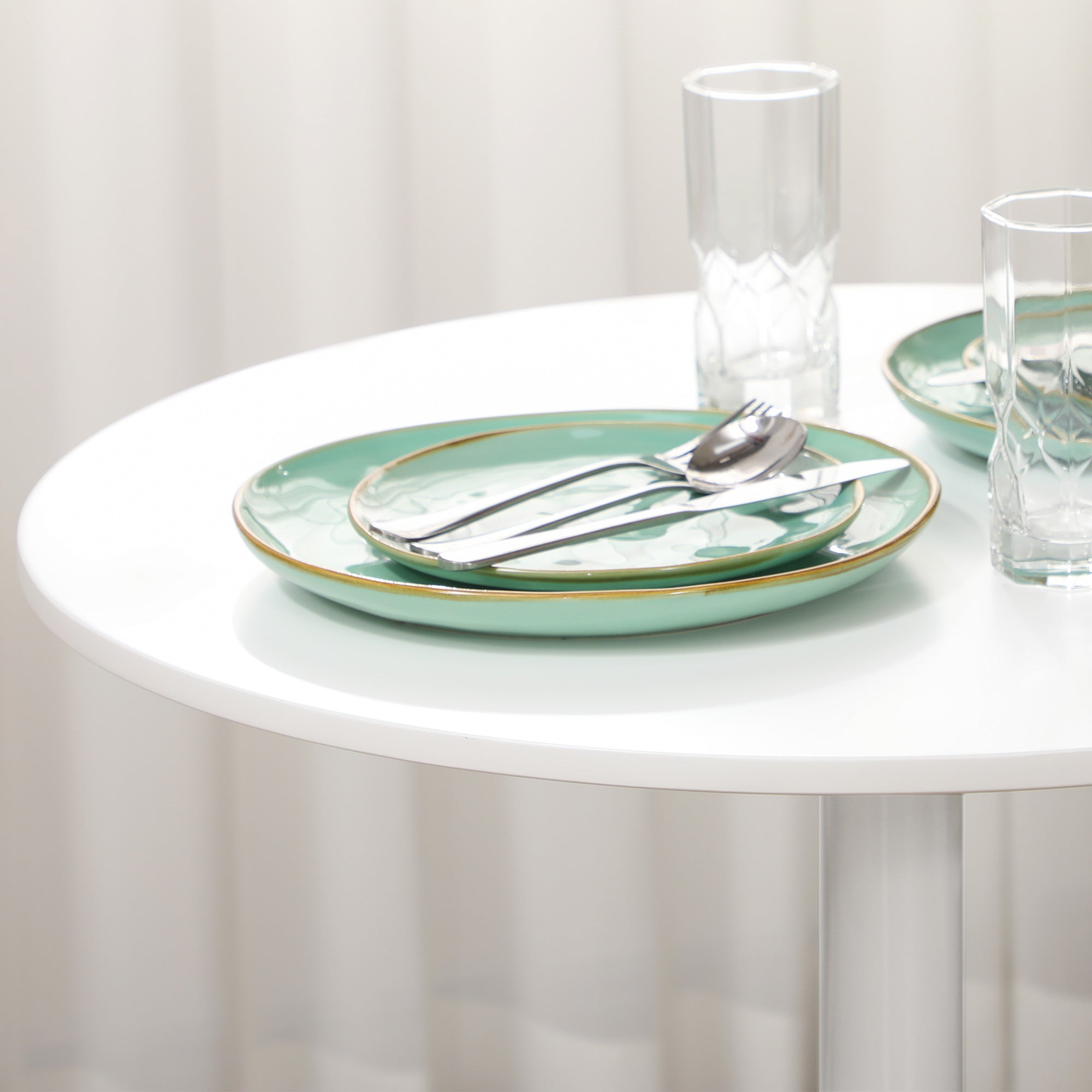 HOMCOM 75H x Φ70cm Two-Person Minimalistic Dining Table - White - North Peak Garden Furniture