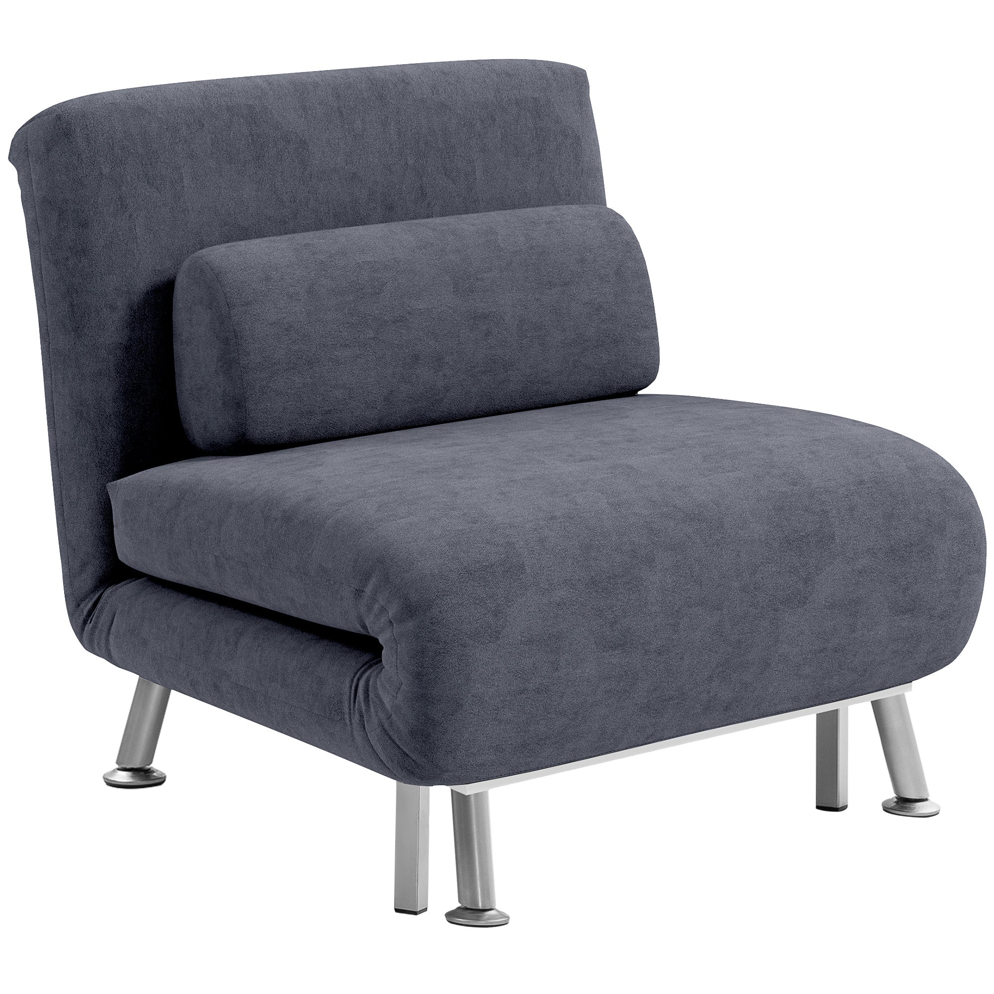 HOMCOM Single Velvet-Feel Sleeper Chair - Charcoal Grey - North Peak Garden Furniture