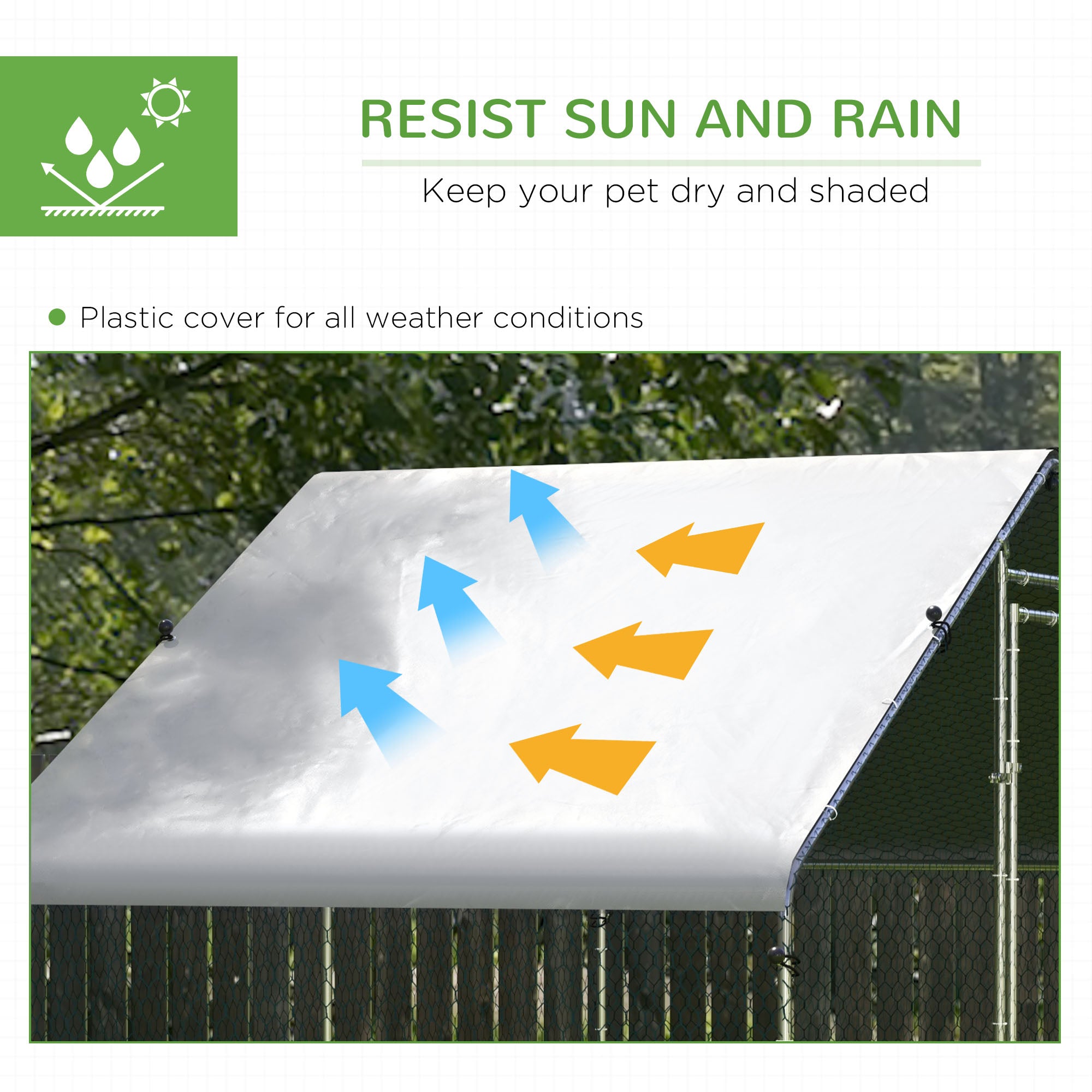 PawHut Galvanised Walk In Chicken Coop Hen House w/ Water-Resist Cover, 3 x 1.7 x 1.9m - North Peak Garden Furniture