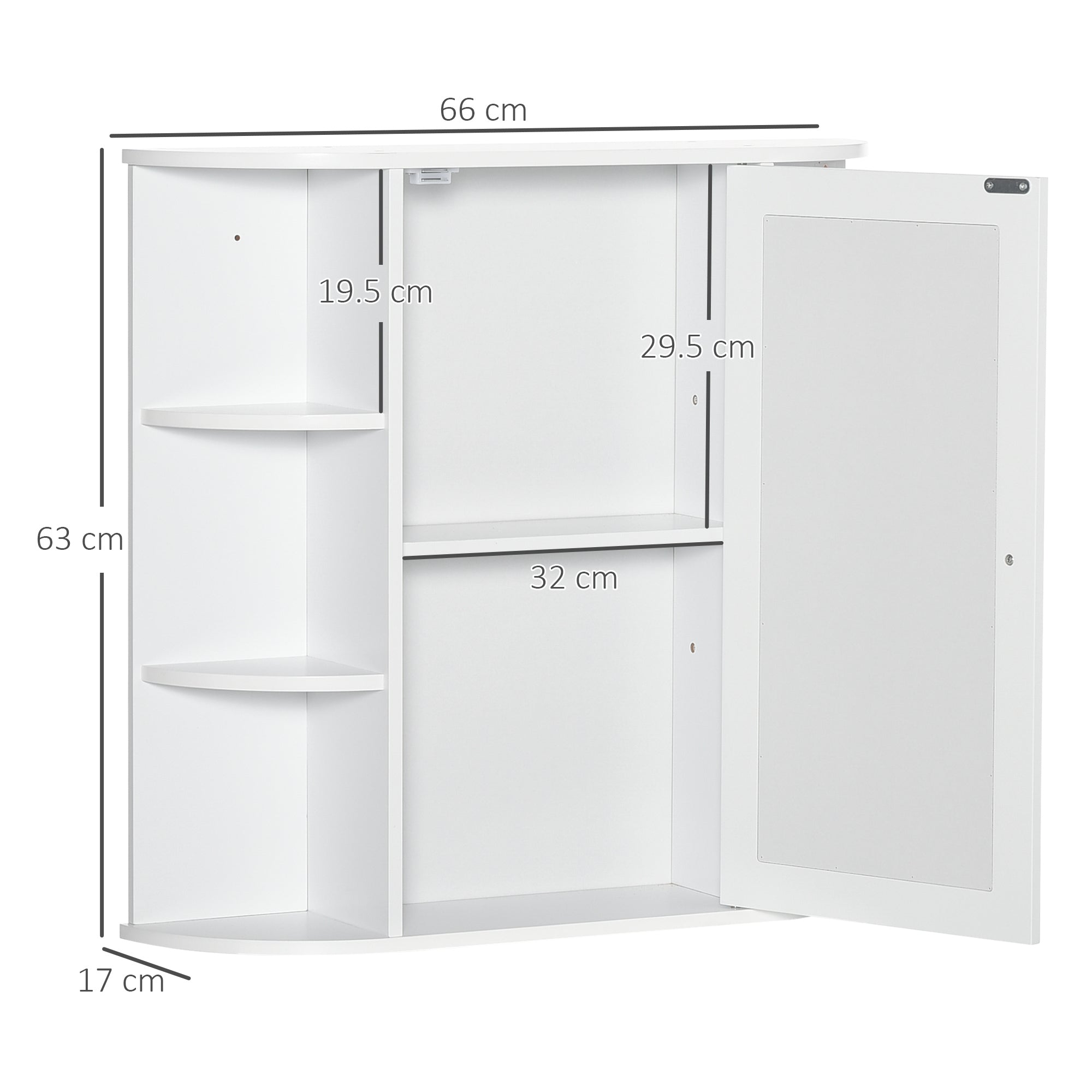 HOMCOM Wall Mounted Bathroom Cabinet with Mirror Single Door Storage Organizer 2-tier Inner Shelves White - North Peak Garden Furniture