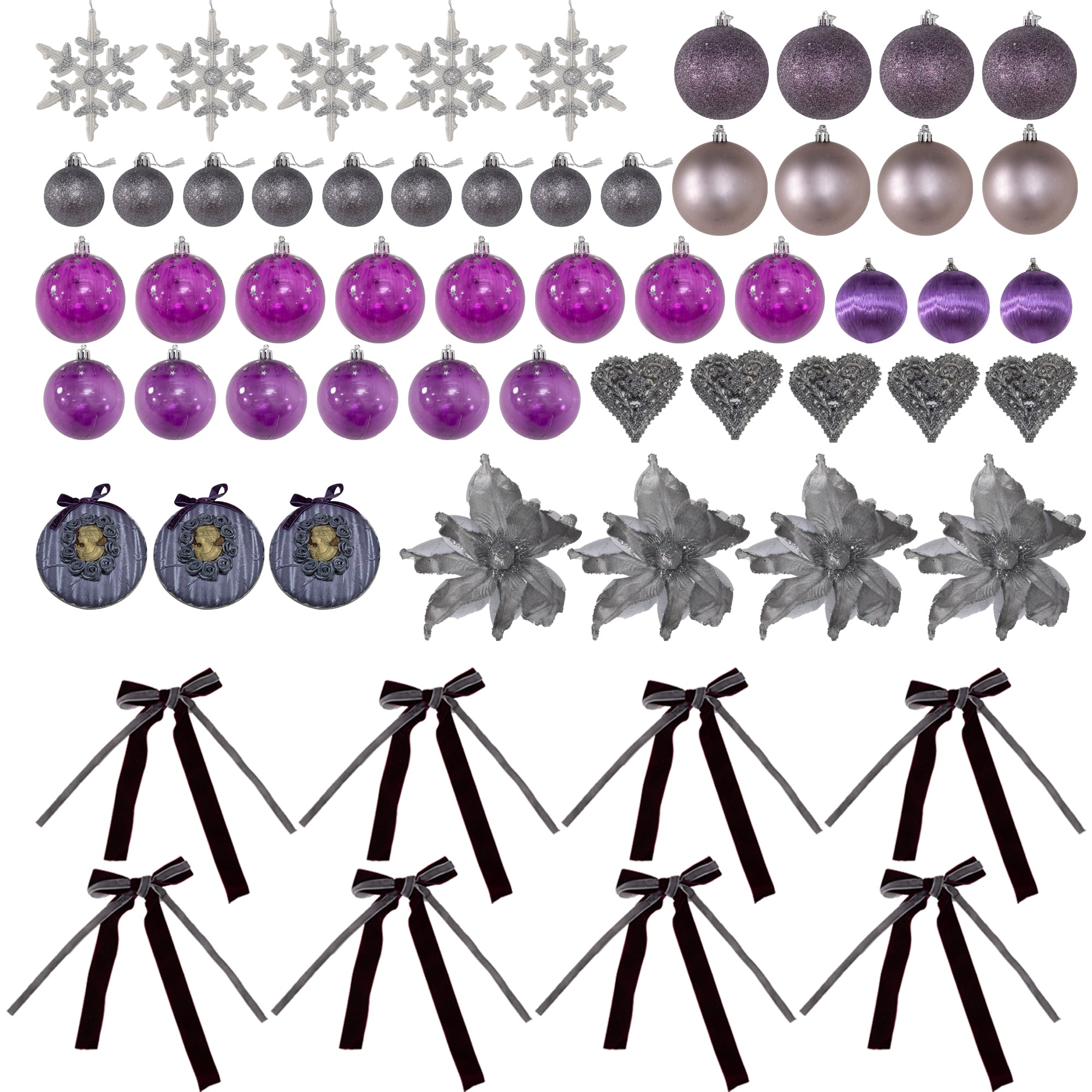 HOMCOM 6ft Artificial Christmas Tree, with Purple Decorations and Lights - North Peak Garden Furniture