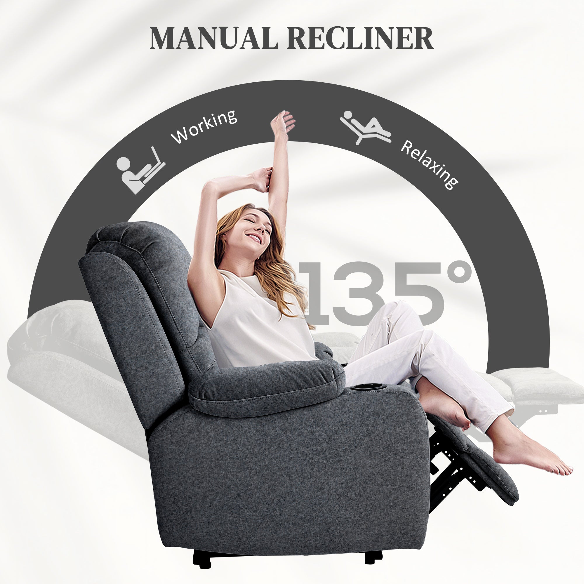 HOMCOM Microfibre Manual Reclining Armchair, with Footrest - Black - North Peak Garden Furniture