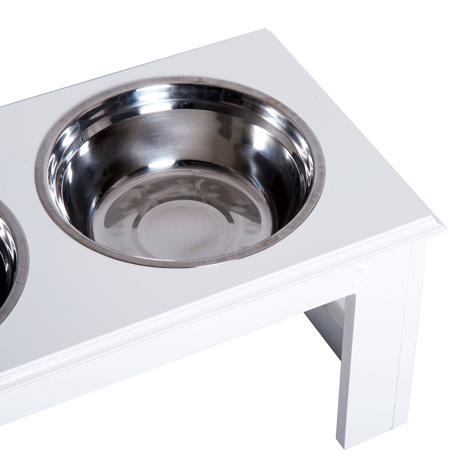 PawHut Raised Dog Feeding Bowls with Stand, Stainless Steel for Small and Medium Dog, 58L x 31W x 25H cm - Grey - North Peak Garden Furniture