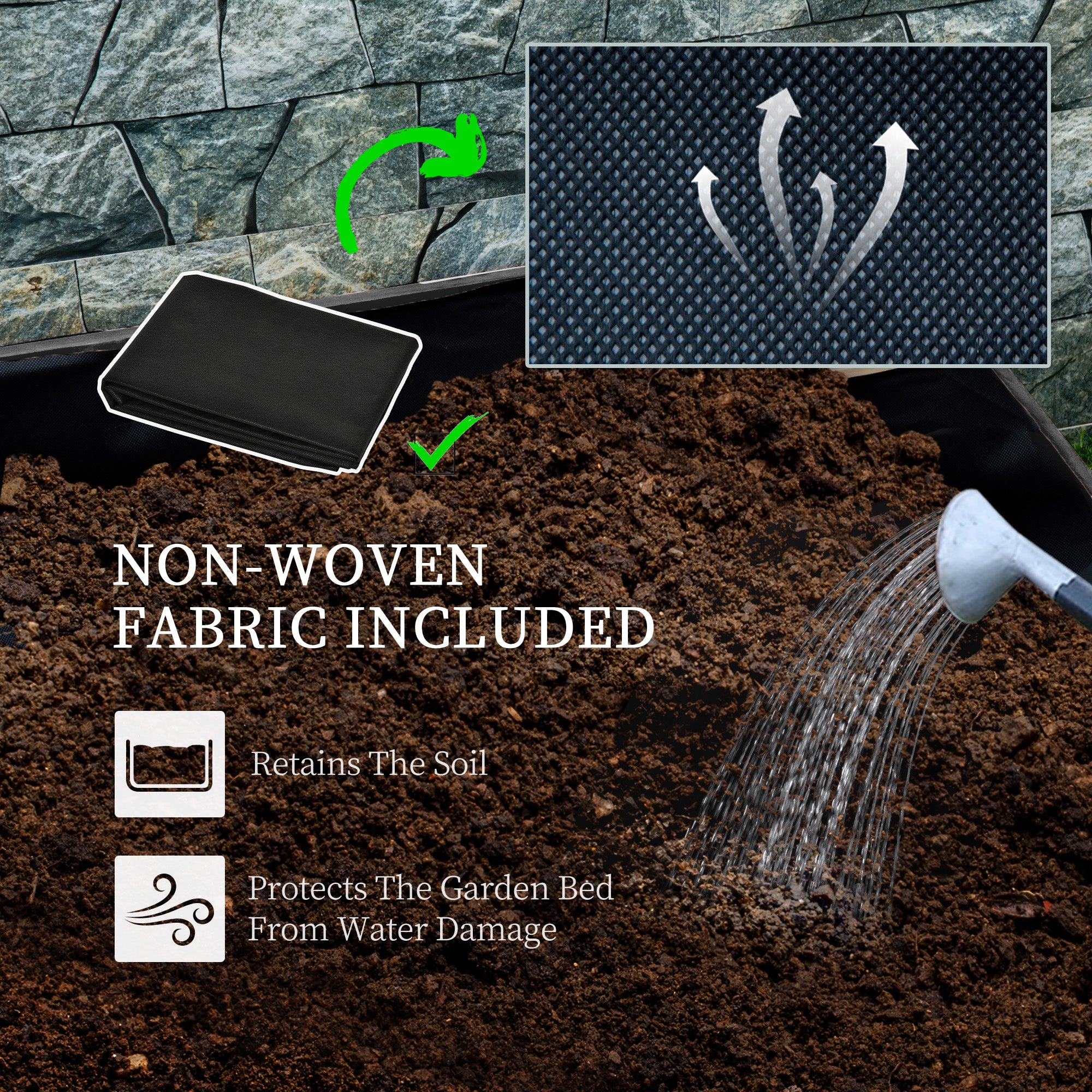 Outsunny Raised Garden Bed with Trellis, 2-Tier Wooden Elevated Planter Box  for Vegetables, Flowers, Herbs, Grey