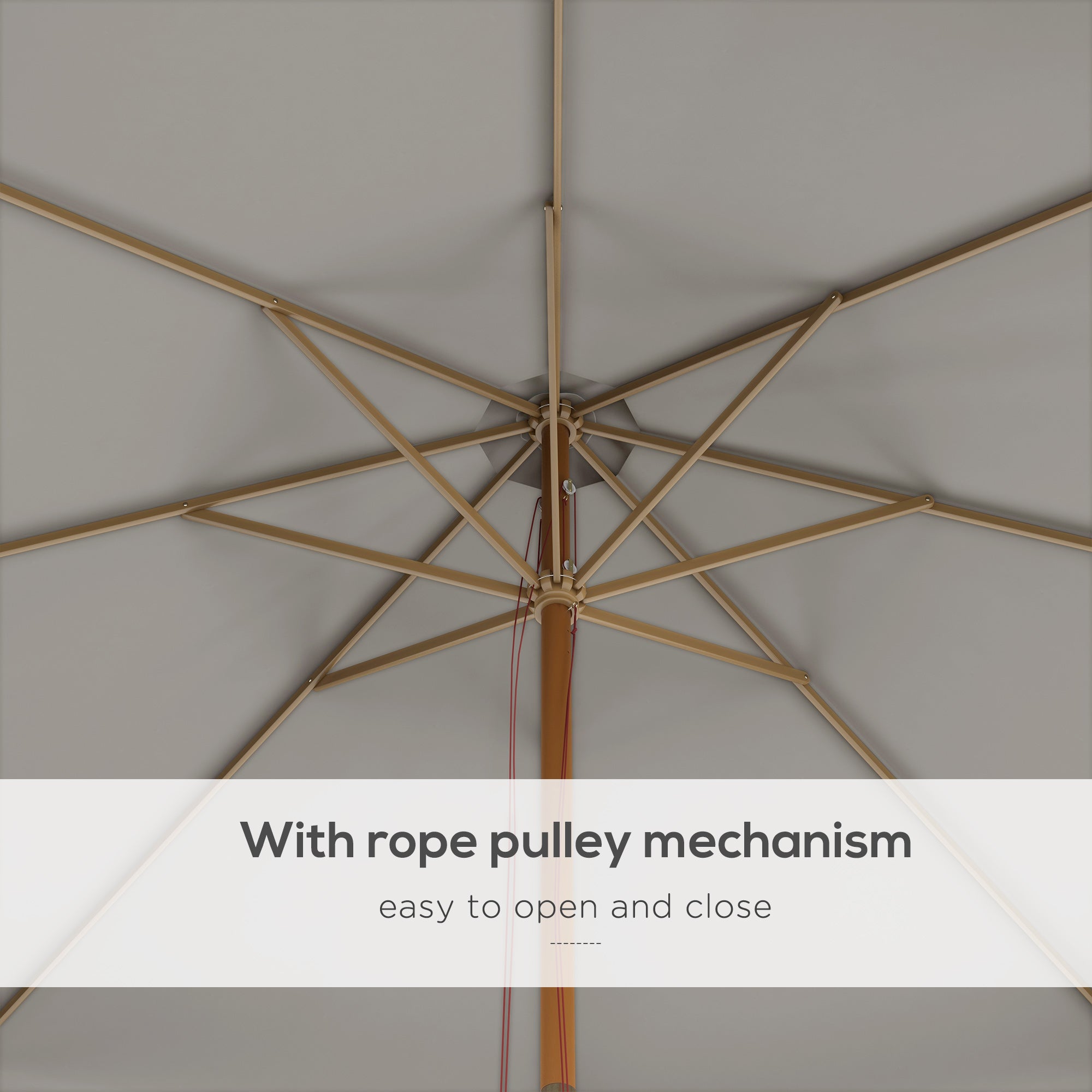 Outsunny 3.3m Elegant Wooden Parasol - Grey