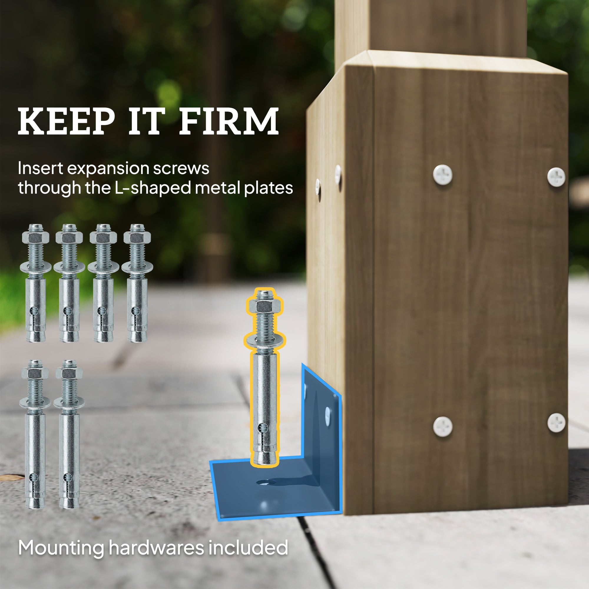 Outsunny Lean-To Wooden Pergola Kit, Decorative Garden Gazebo with Stable Structure and Concrete Anchors, 3 x 3 m, Light Brown