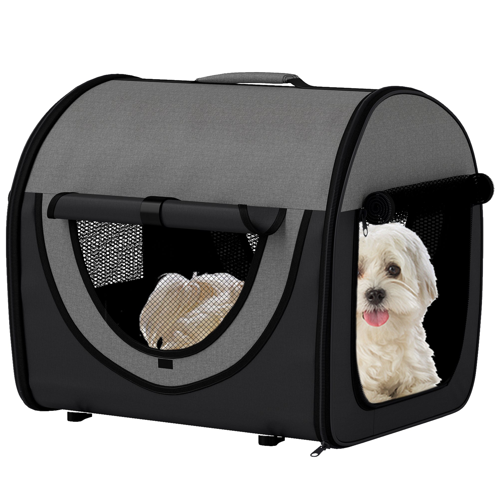 Pawhut Folding Fabric Soft Pet Crate, 46Lx36Wx41H cm - Black - North Peak Garden Furniture