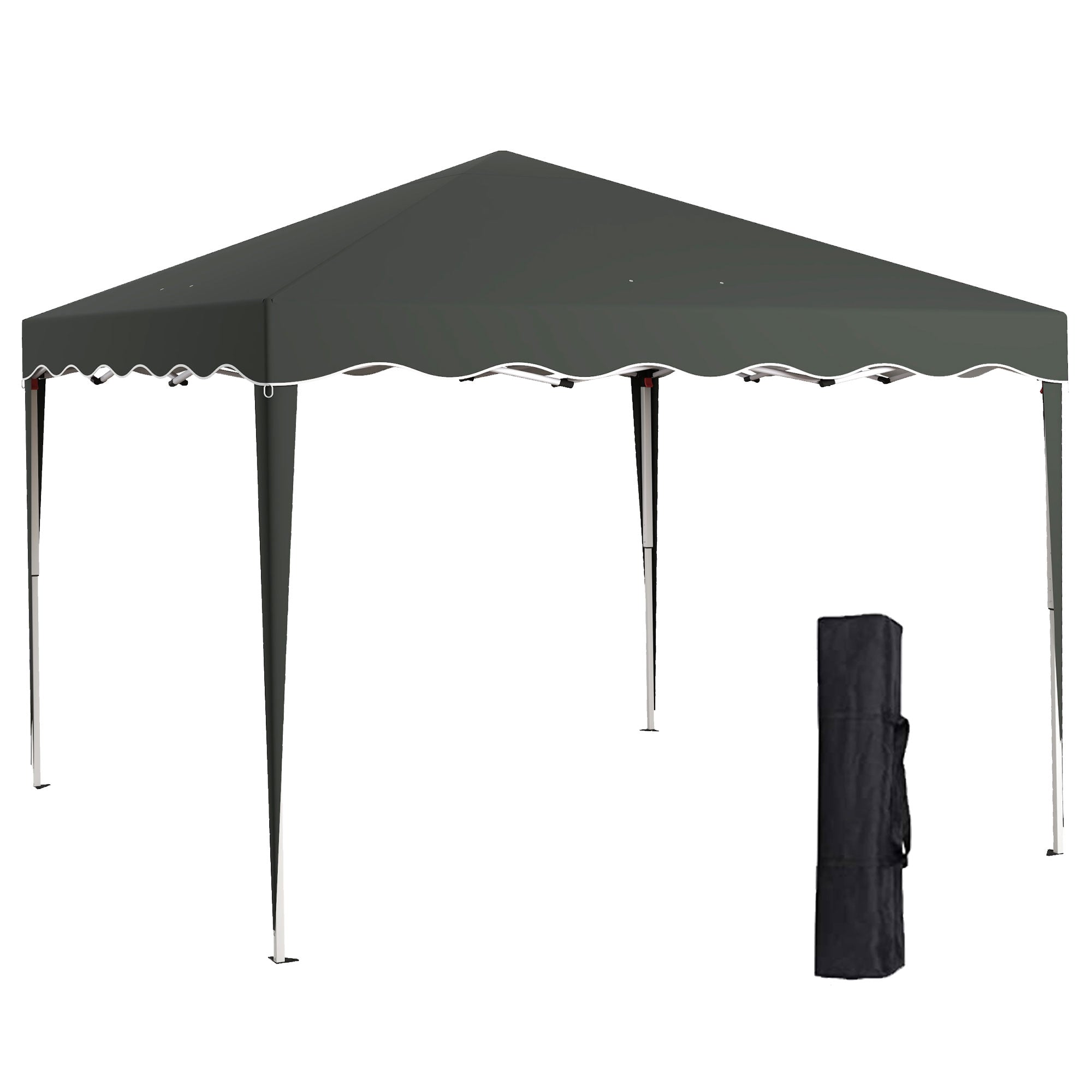 Outsunny 3 x 3cm Adjustable Height Pop-Up Gazebo, with Bag - Grey - North Peak Garden Furniture