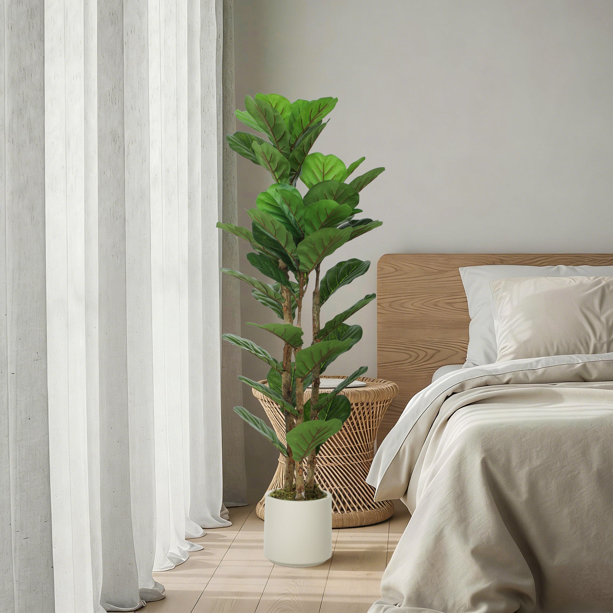 HOMCOM 120cm Artificial Fiddle Leaf Fig Tree - Green