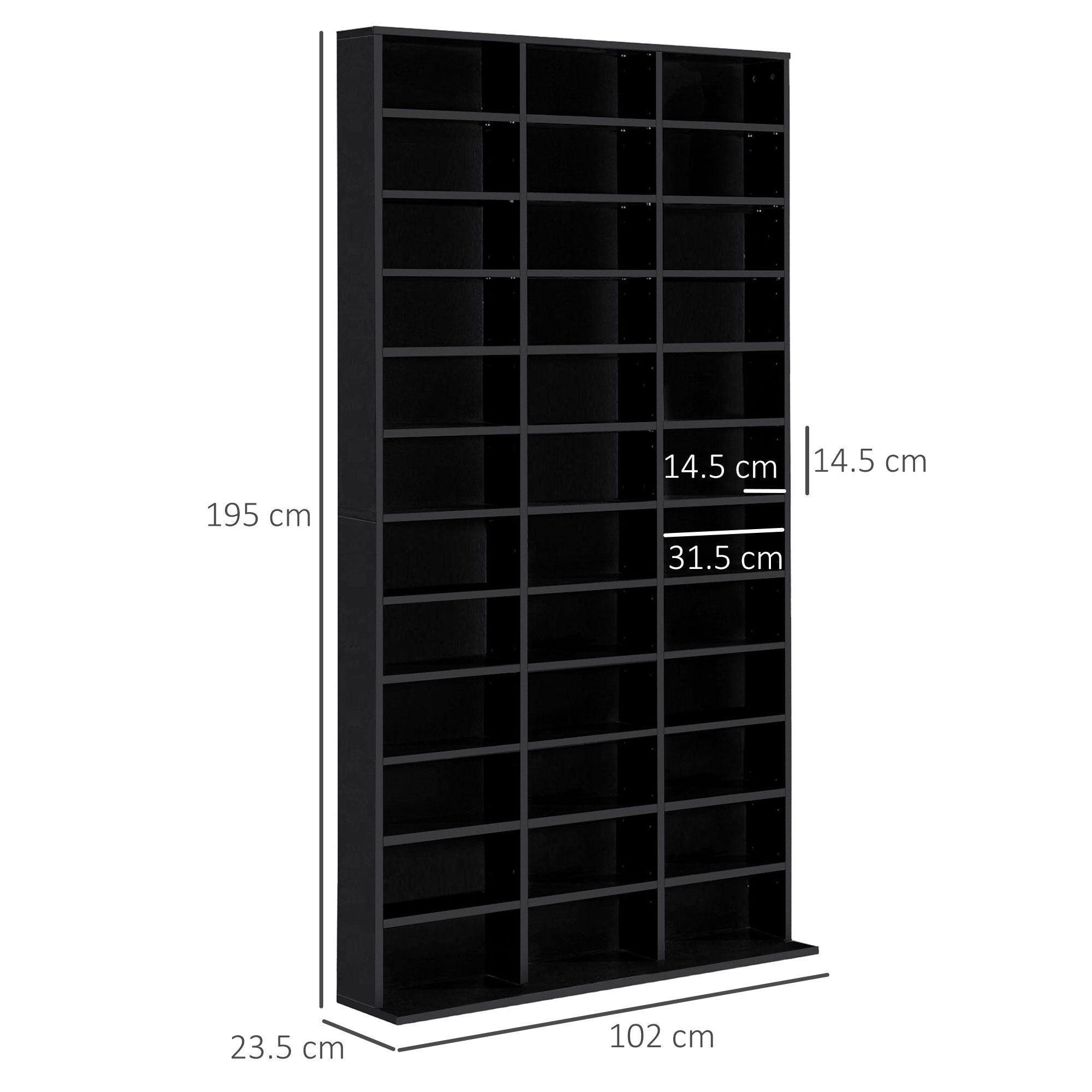HOMCOM 1116 CD/ 528 DVD Storage Shelf Rack Media Storage Unit Shelves Racks Wooden Display Unit with 10 Adjustable Shelves, Black - North Peak Garden Furniture
