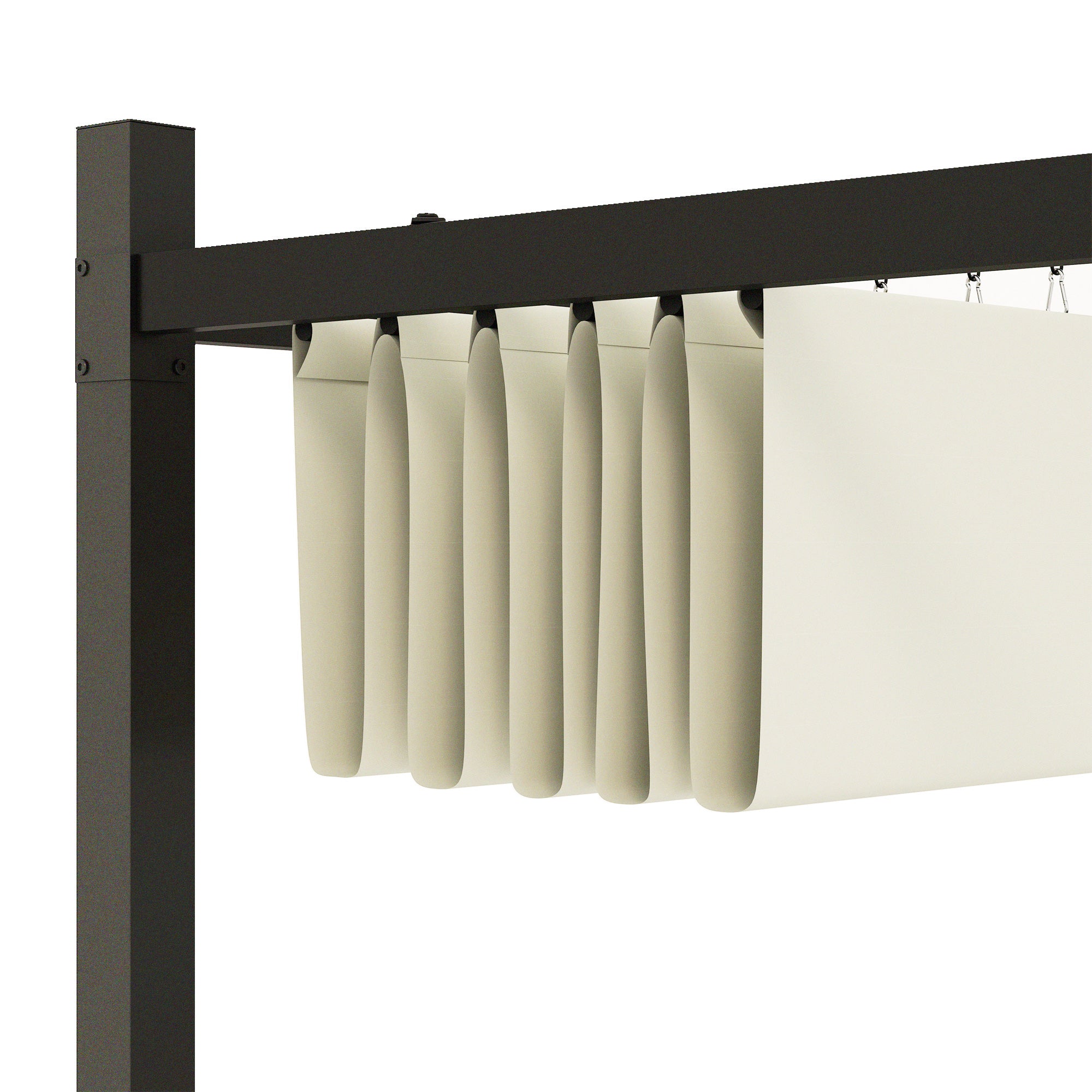 Outsunny 3 x 3(m) Garden Pergola with Retractable Roof and Magnetic Fixture, Outdoor Pergola Kit Sun Shade Canopy, UPF30+, 80mm Metal Column, Cream White - North Peak Garden Furniture