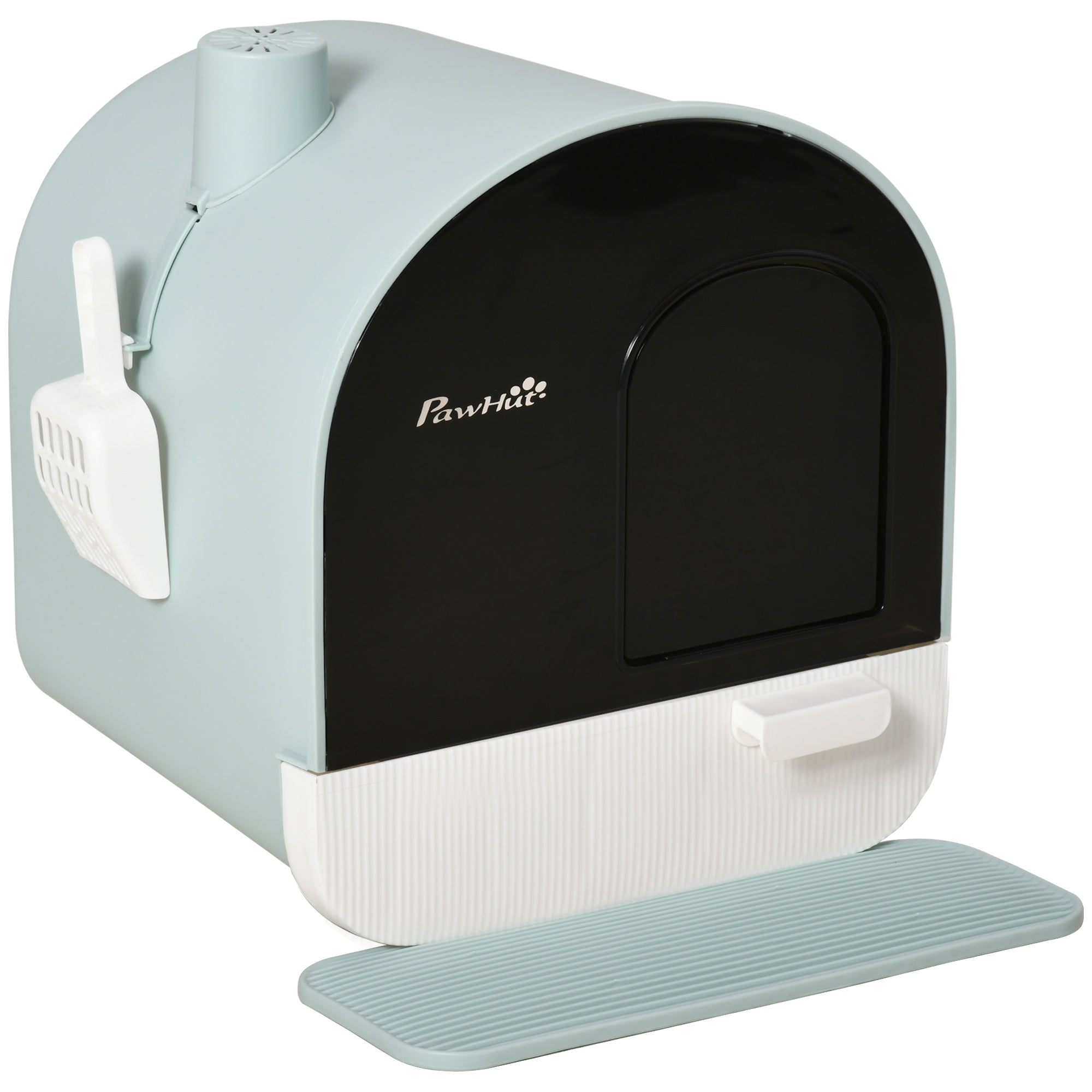 PawHut Hooded Cat Litter Box, Kitten Litter Tray, with Lid, Scoop, Filter, Flap Door - North Peak Garden Furniture