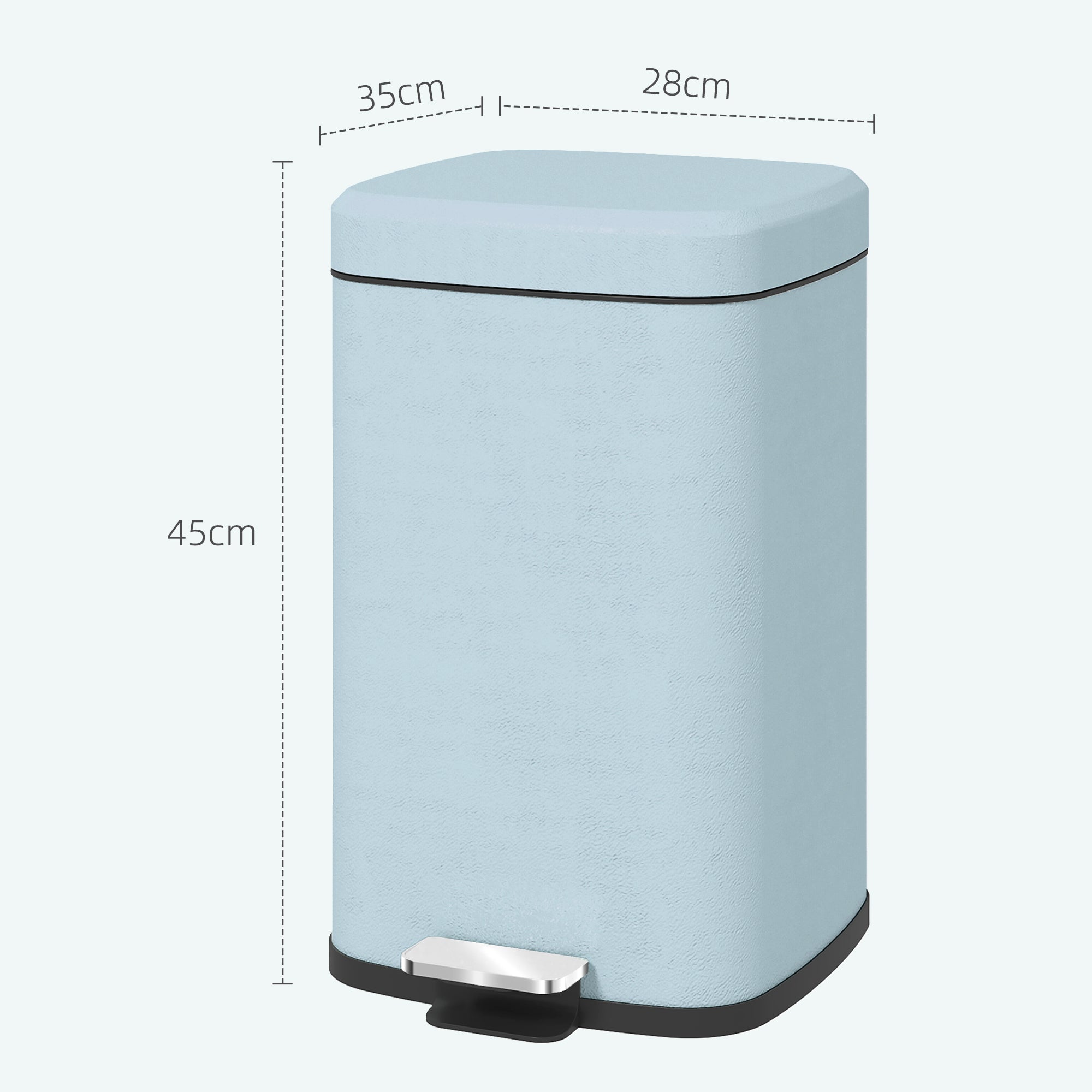 HOMCOM 20L Modern Boxy Metal Home Kitchen Bin - Light Green - North Peak Garden Furniture