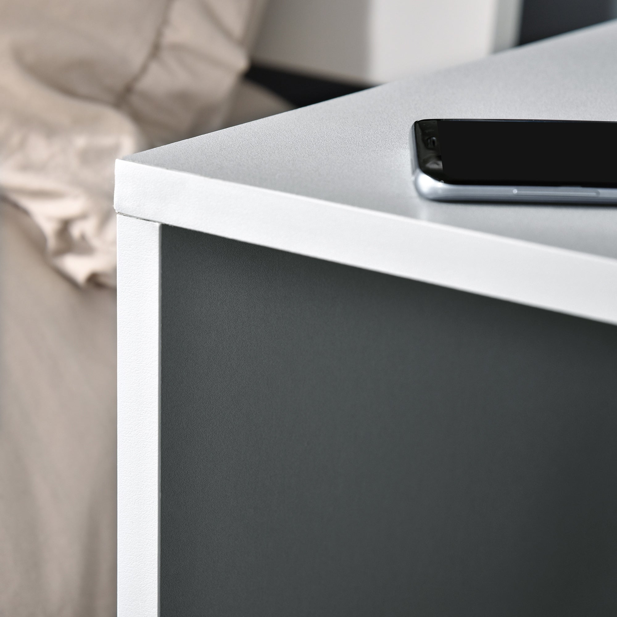 HOMCOM Modern Side Table Three Layer Bedside Table Nightstand with 2 Storage Shelves, for Living room, Bedroom, Grey - North Peak Garden Furniture