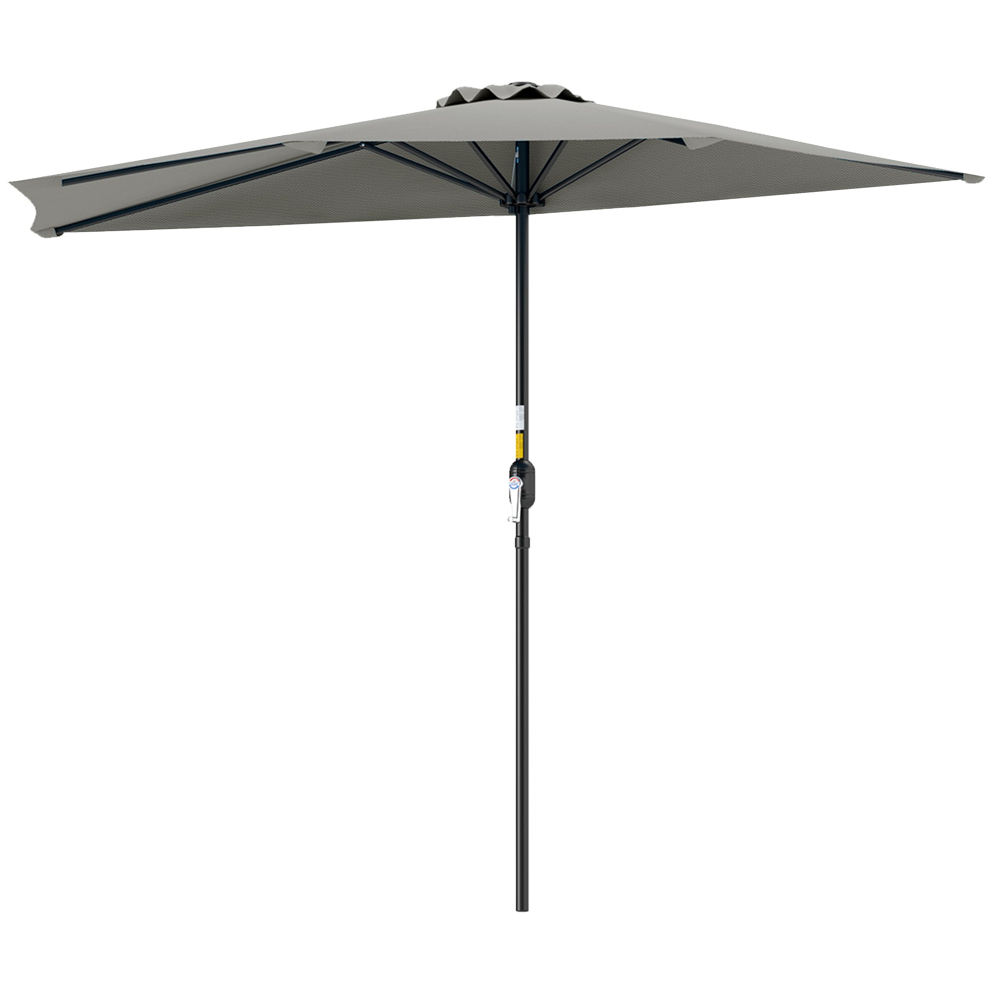 Outsunny Half Round Parasol Umbrella - Light Grey - North Peak Garden Furniture