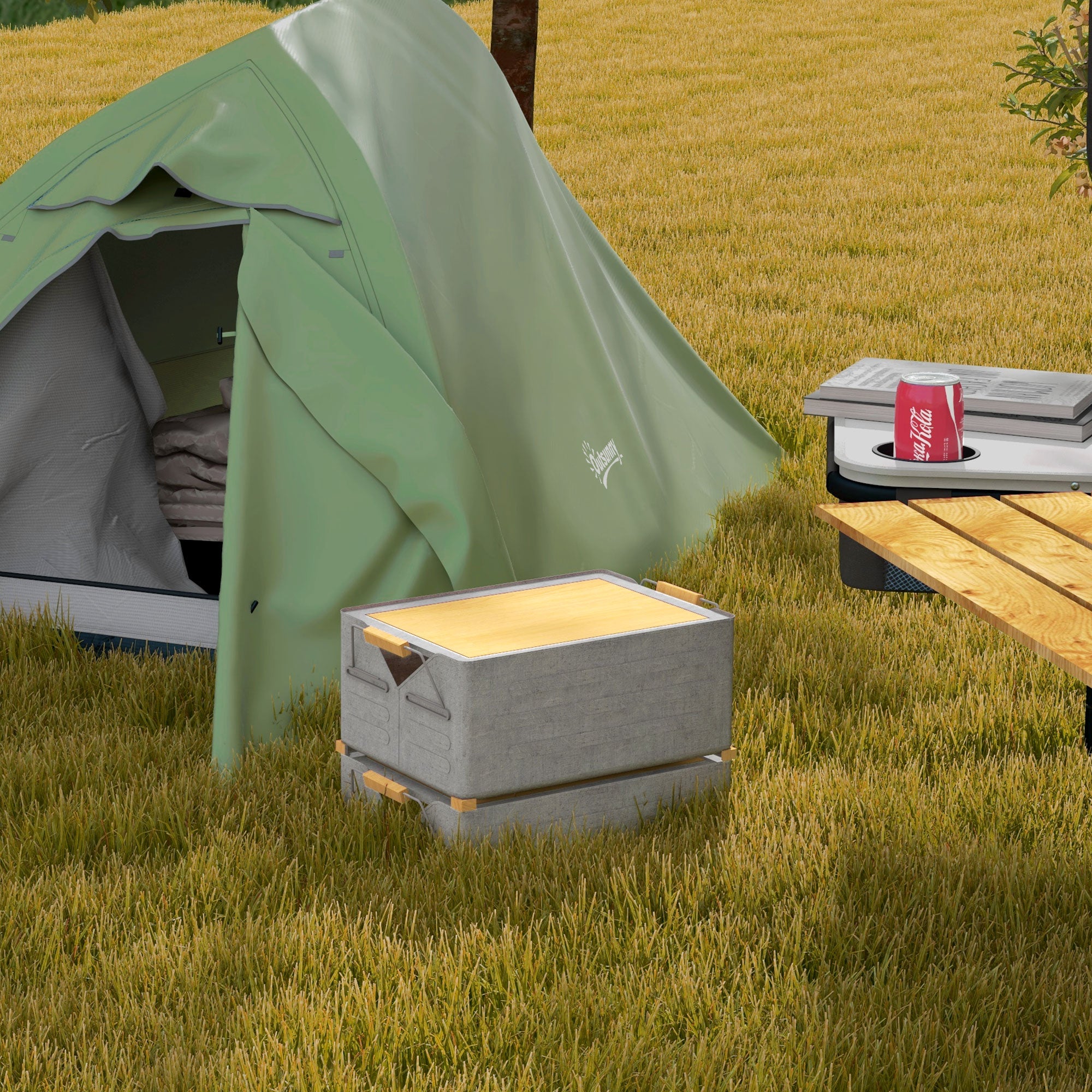 Outsunny Double Layer Camping Tent, 1-2 Man Backpacking Tent with Carry Bag, 2000mm Waterproof and Lightweight, Green - North Peak Garden Furniture
