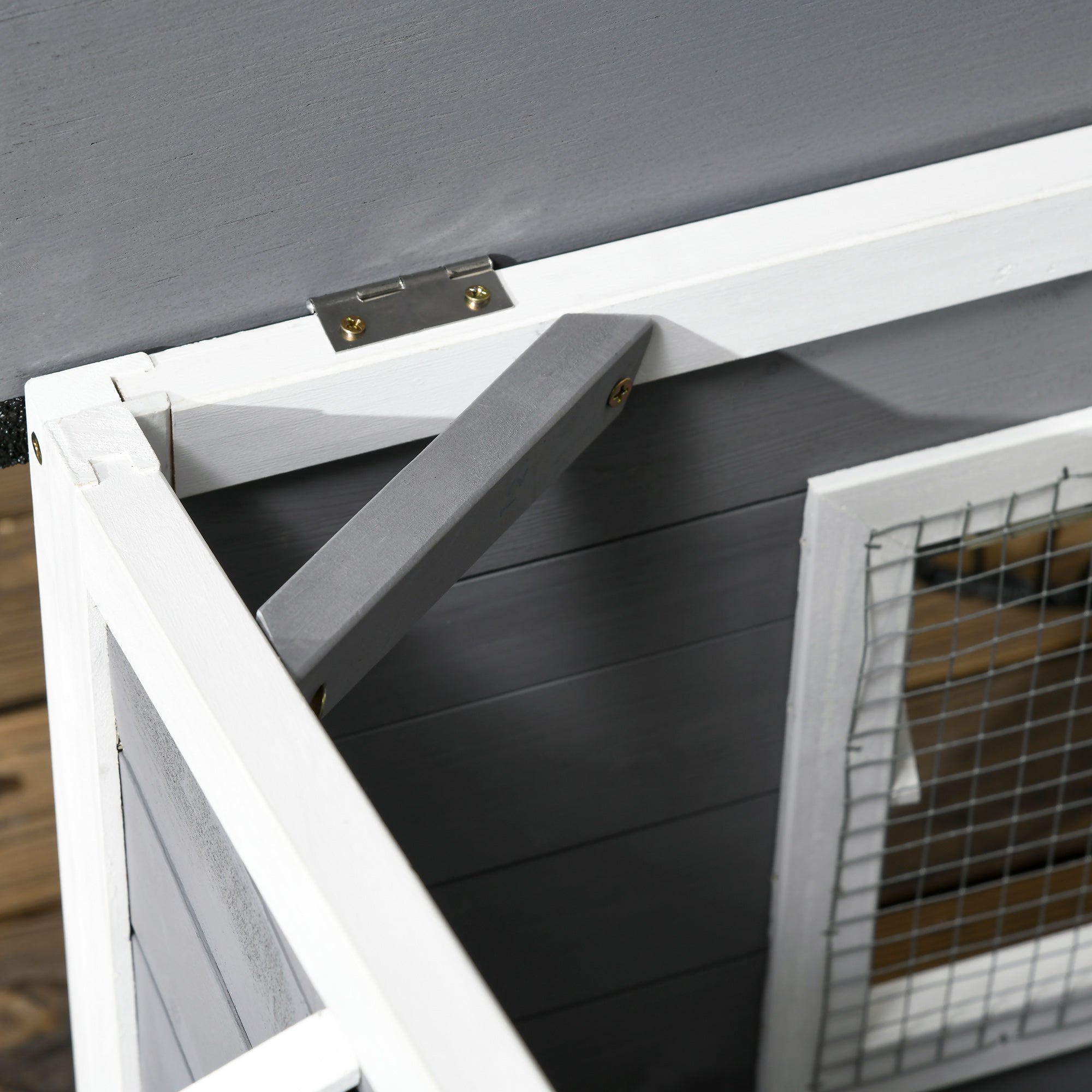 PawHut Large Wooden Dog Kennel for Outside, 72H x 109L x 79Wcm, Grey - North Peak Garden Furniture