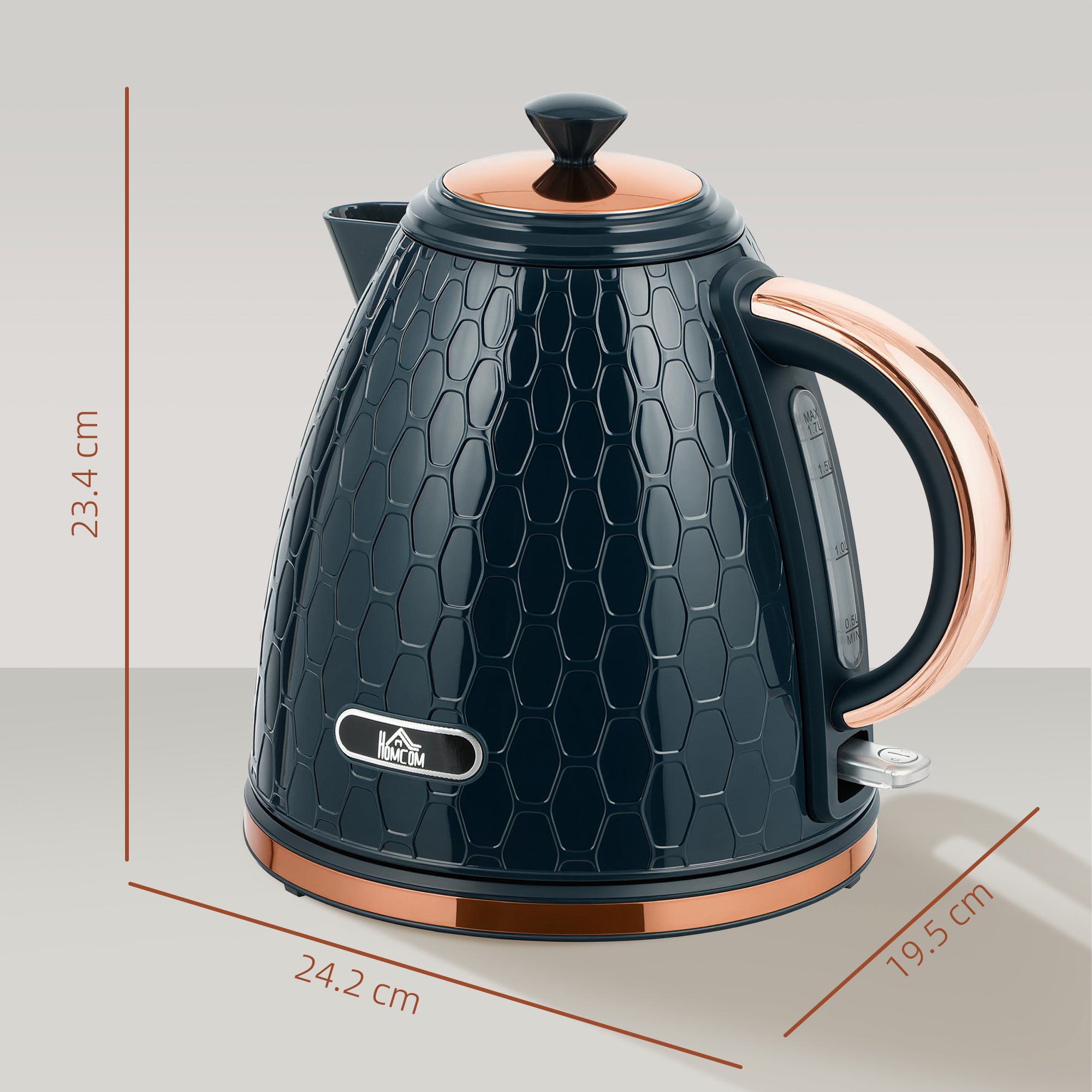 HOMCOM 3000W Rapid Boil Honeycomb Kettle - Dark Blue