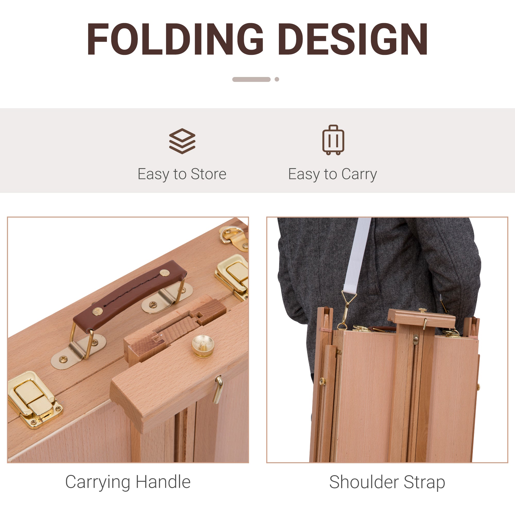 HOMCOM Wooden Art Easel Tripod Sketch Artist Painters Craft Portable Folding Drawing Board Lightweight - Natural Wood - North Peak Garden Furniture