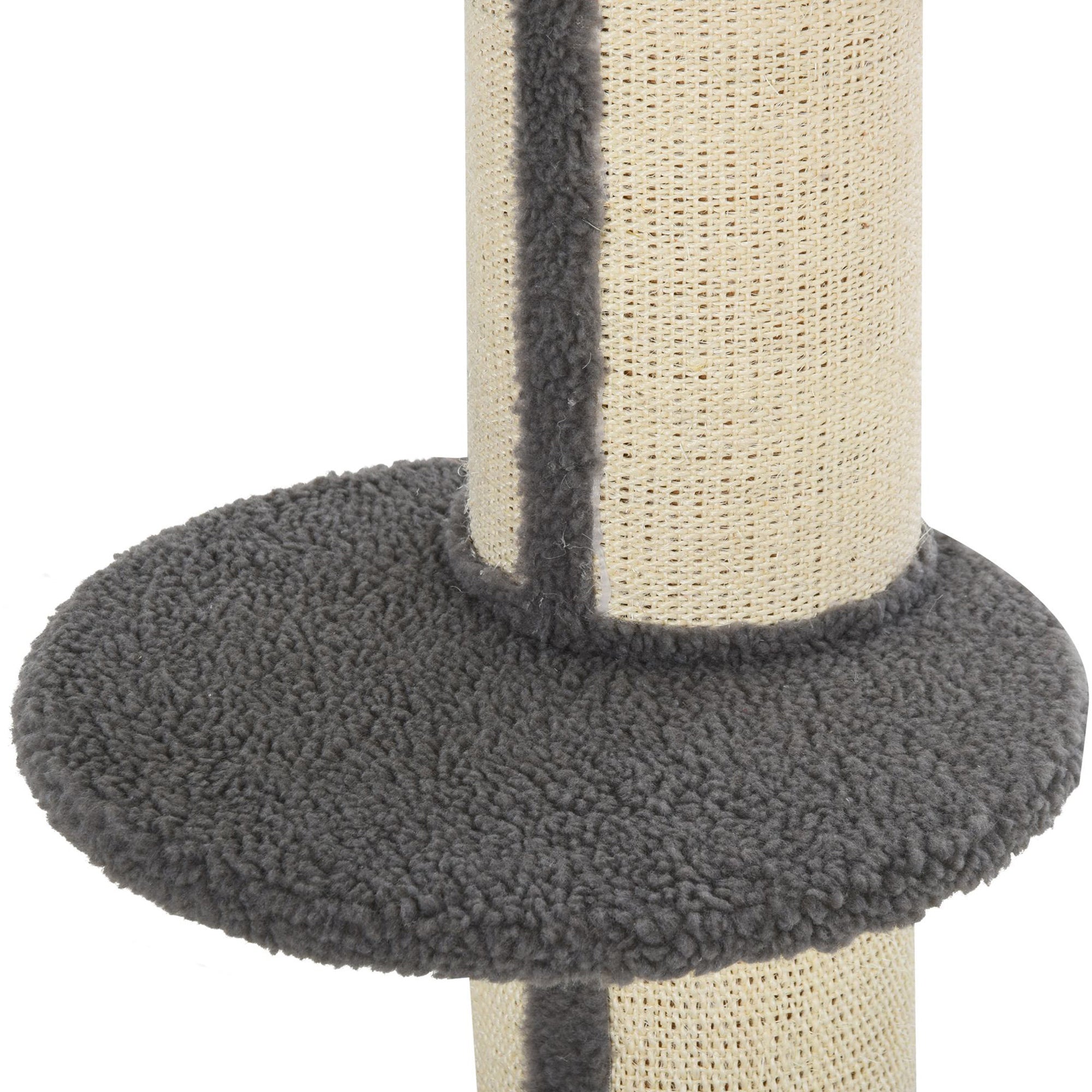 PawHut 81cm Cat Tree with Sisal Scratching Post, Cat Tower Kitten Activity Center climbing frame with large platform Lamb Cashmere Perch, Grey