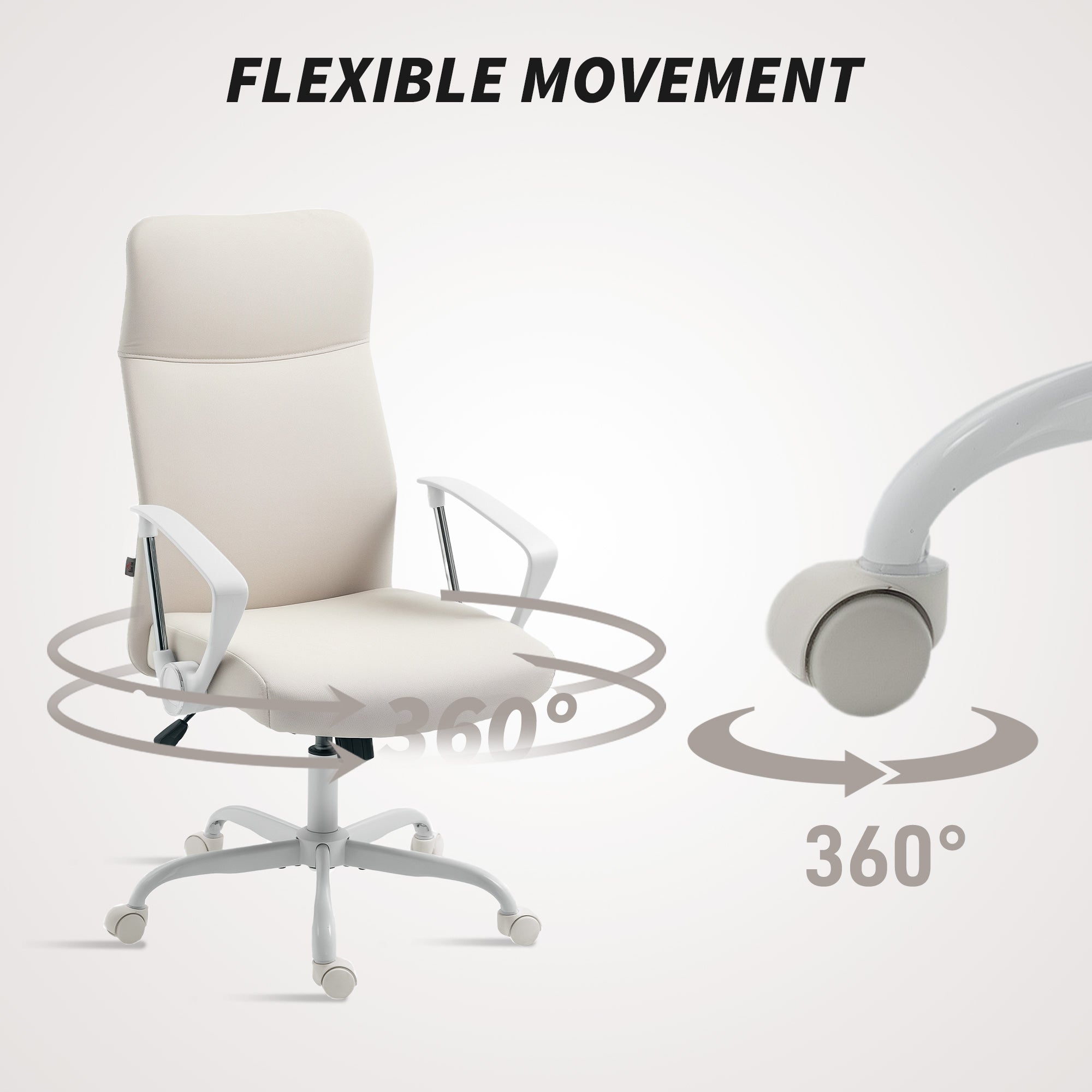 HOMCOM Fabric High Back Office Chair - Cream White - North Peak Garden Furniture