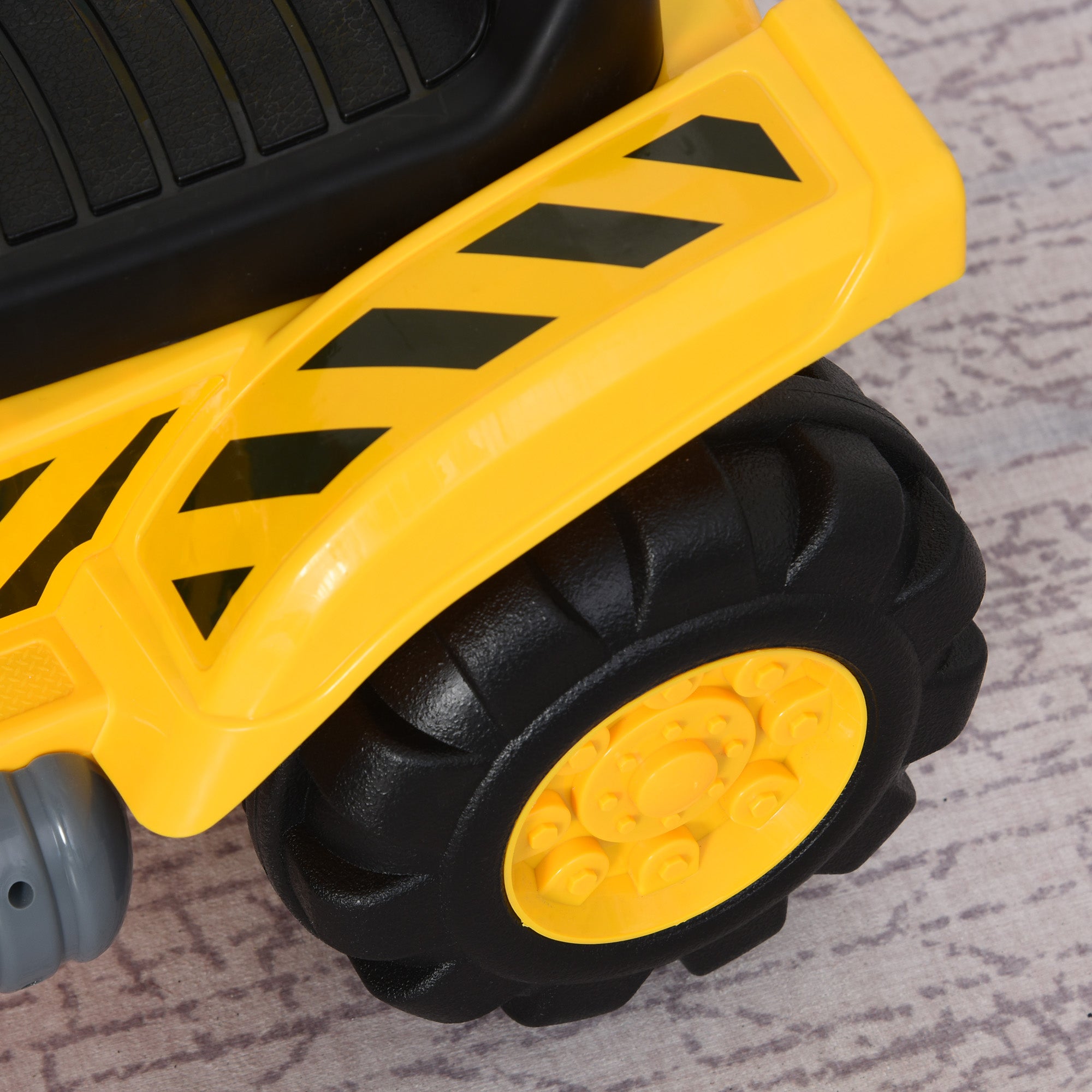 HOMCOM Kids Ride On Excavator Digger w/ Storage Basketball Net Steering NO POWER Wheel Vehicle Truck Toy - North Peak Garden Furniture