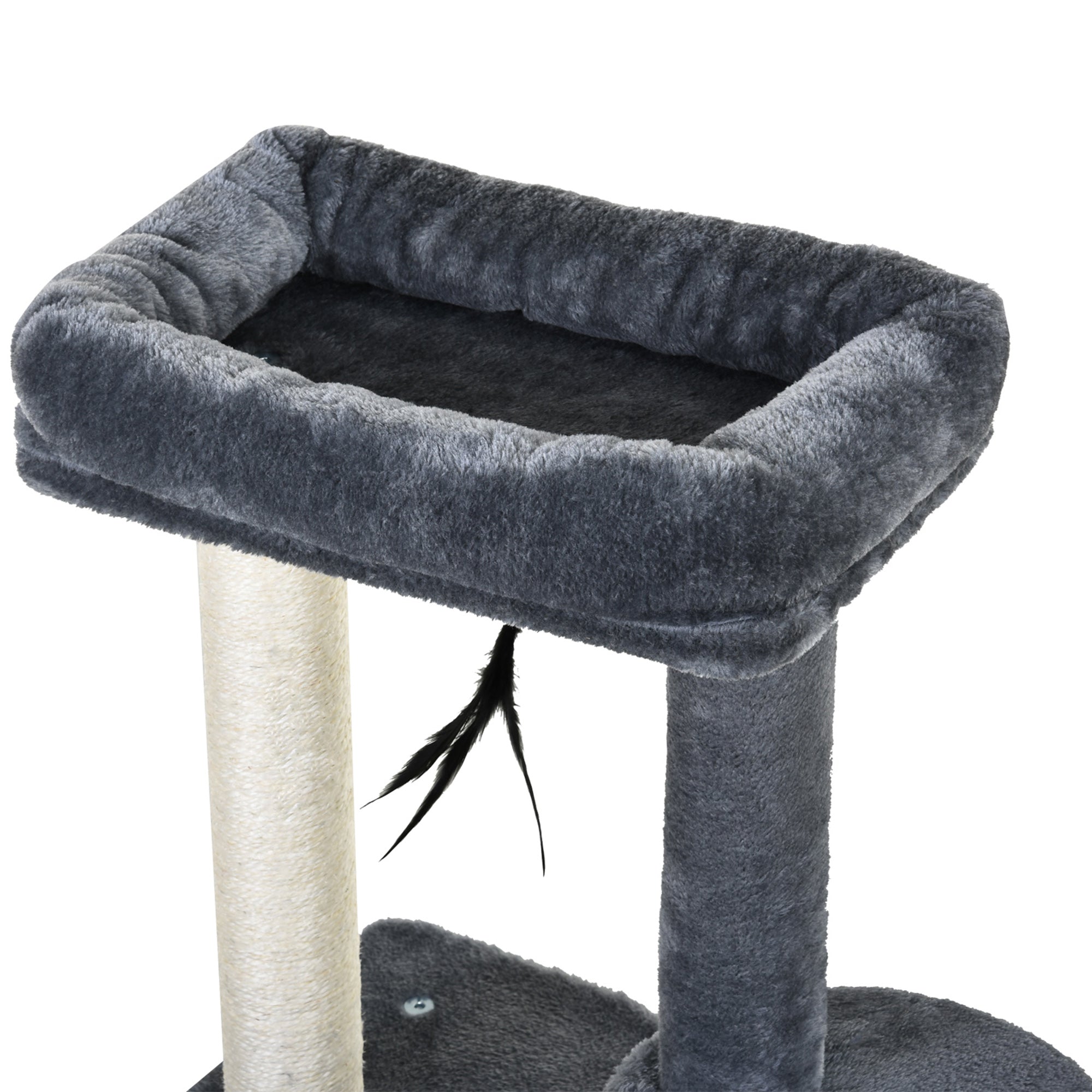 PawHut Cat Tree Tower: Multi-Activity Centre with Perch, House, Scratching Post, Play Ball & Rest Area, Grey & White