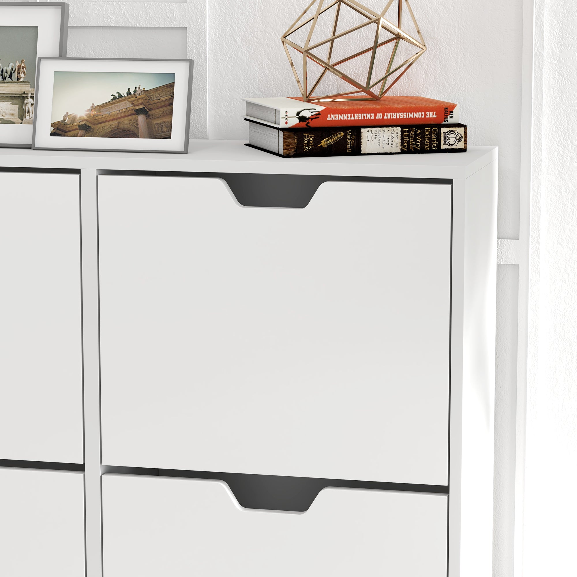 HOMCOM Shoe Storage Cabinet, 4 Flip Drawers, Shoe Organizer for 16 Pairs of Shoes, White - North Peak Garden Furniture