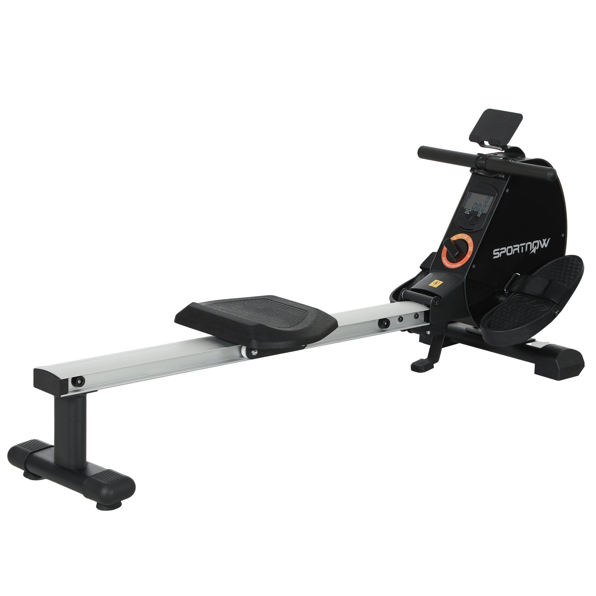 SPORTNOW Folding Rowing Machine, 16-Level Magnetic Rower Machine with Dual Aluminium Slid Rail and LCD Monitor, Vertical Storage, for Home Gym Cardio Training, 150kg Weight Capacity - North Peak Garden Furniture