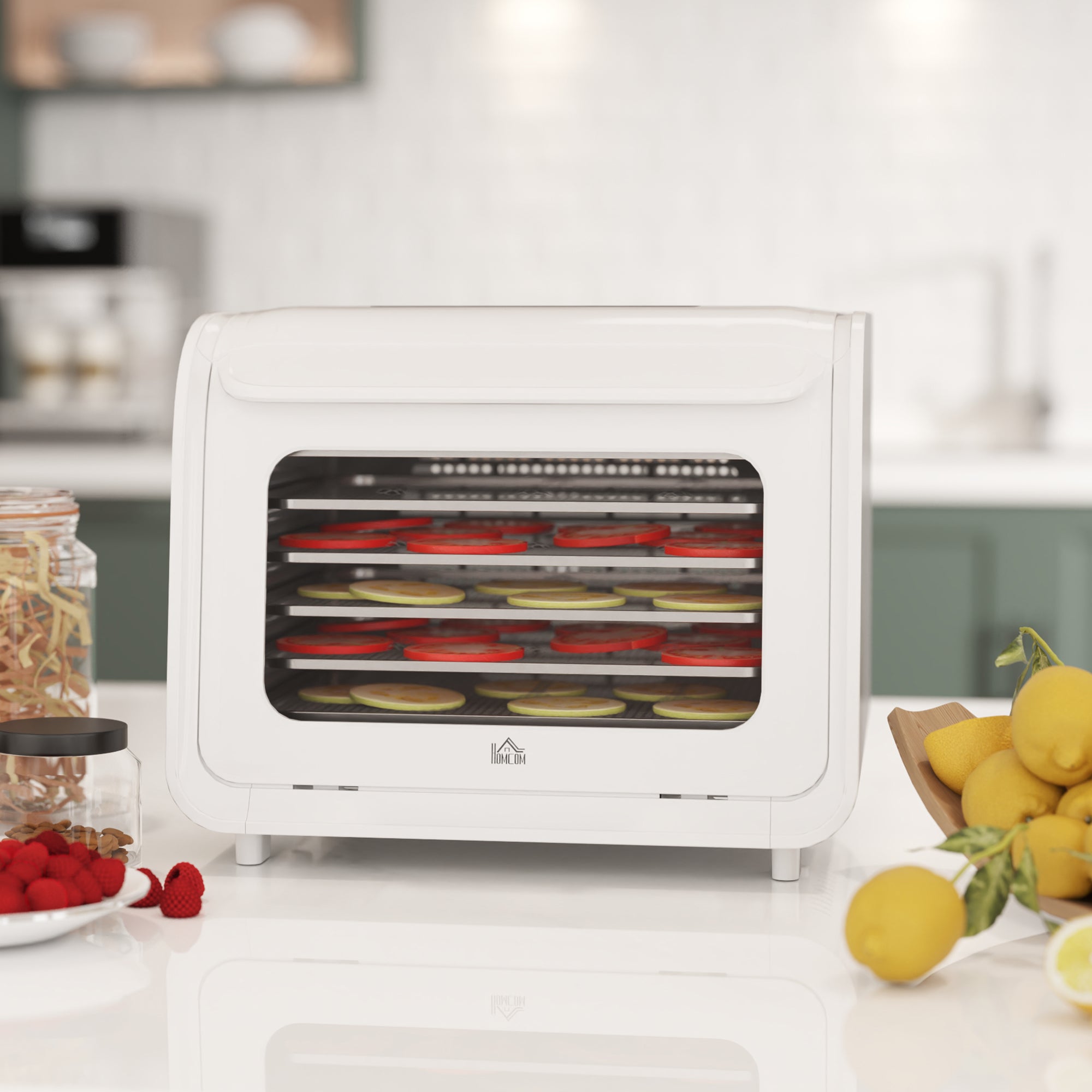 HOMCOM 35-70°C Six-Tray Food Dehydrator - White - North Peak Garden Furniture