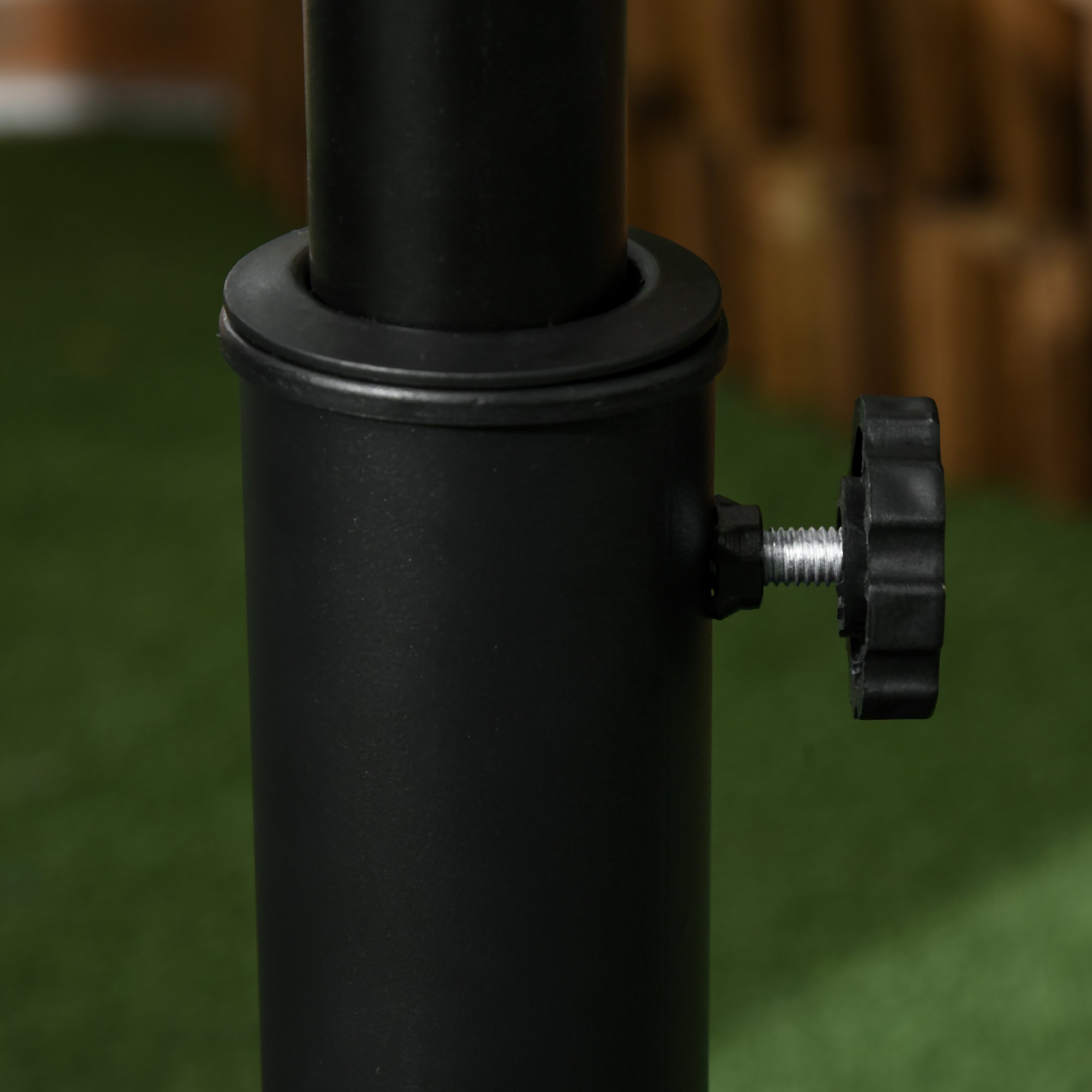 Outsunny 25kgs Round Parasol Base Concrete Umbrella Weight Stand Patio Outdoor Black Dia 49cm - North Peak Garden Furniture