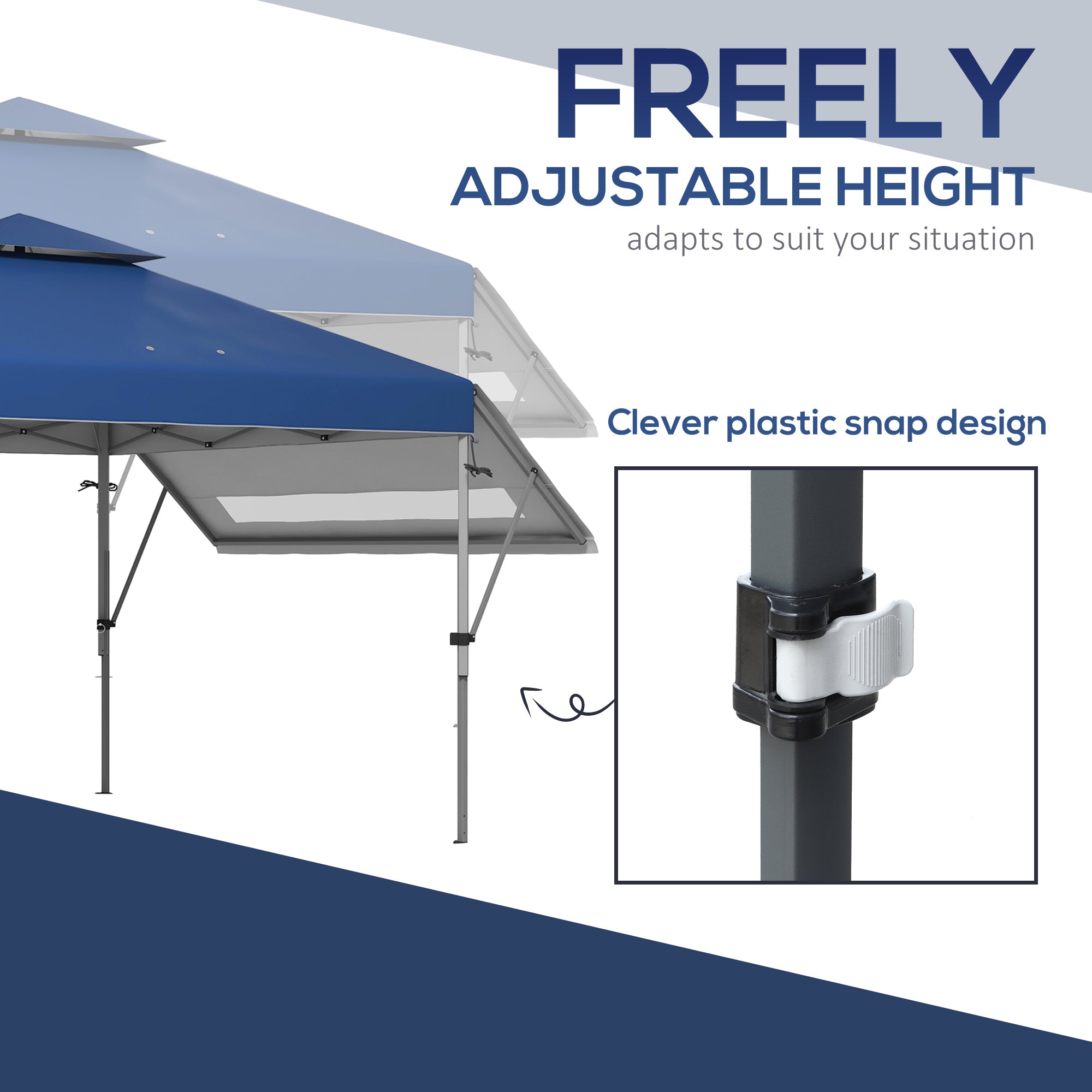 Outsunny 5 x 3m Height Adjustable Pop-Up Gazebo, with Accessories - Blue - North Peak Garden Furniture