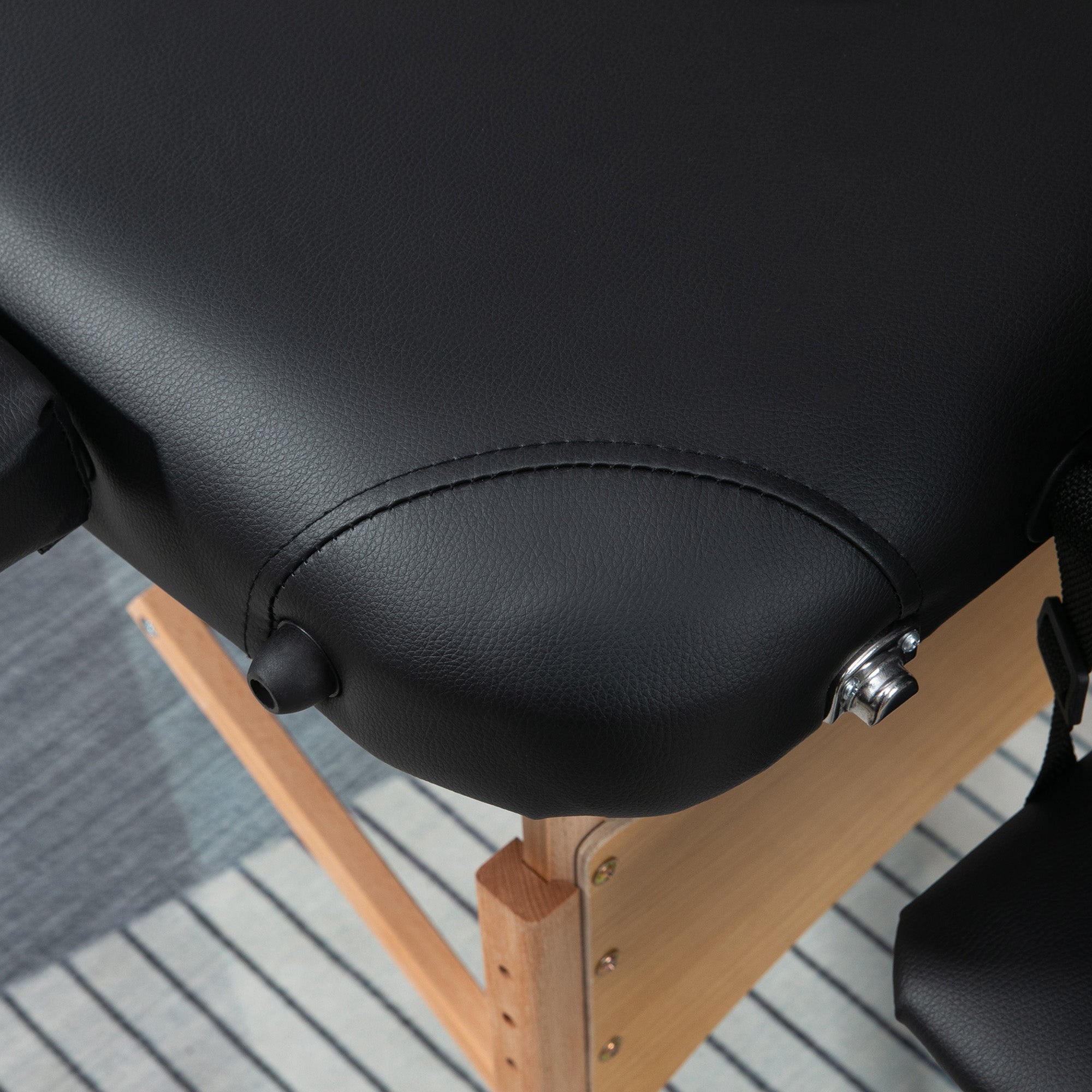 HOMCOM Portable Massage Bed, Folding Spa Beauty Massage Table with 2 Sections, Carry Bag and Wooden Frame, Black - North Peak Garden Furniture